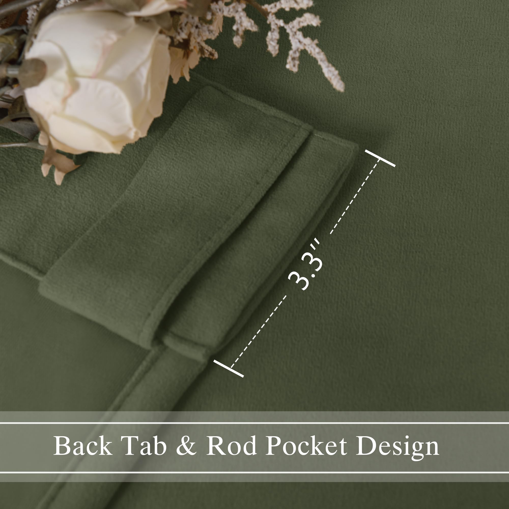Two velvet curtain panels with rod pocket and back tab from DWCN Official, showcasing soft, luxurious fabric and elegant design.