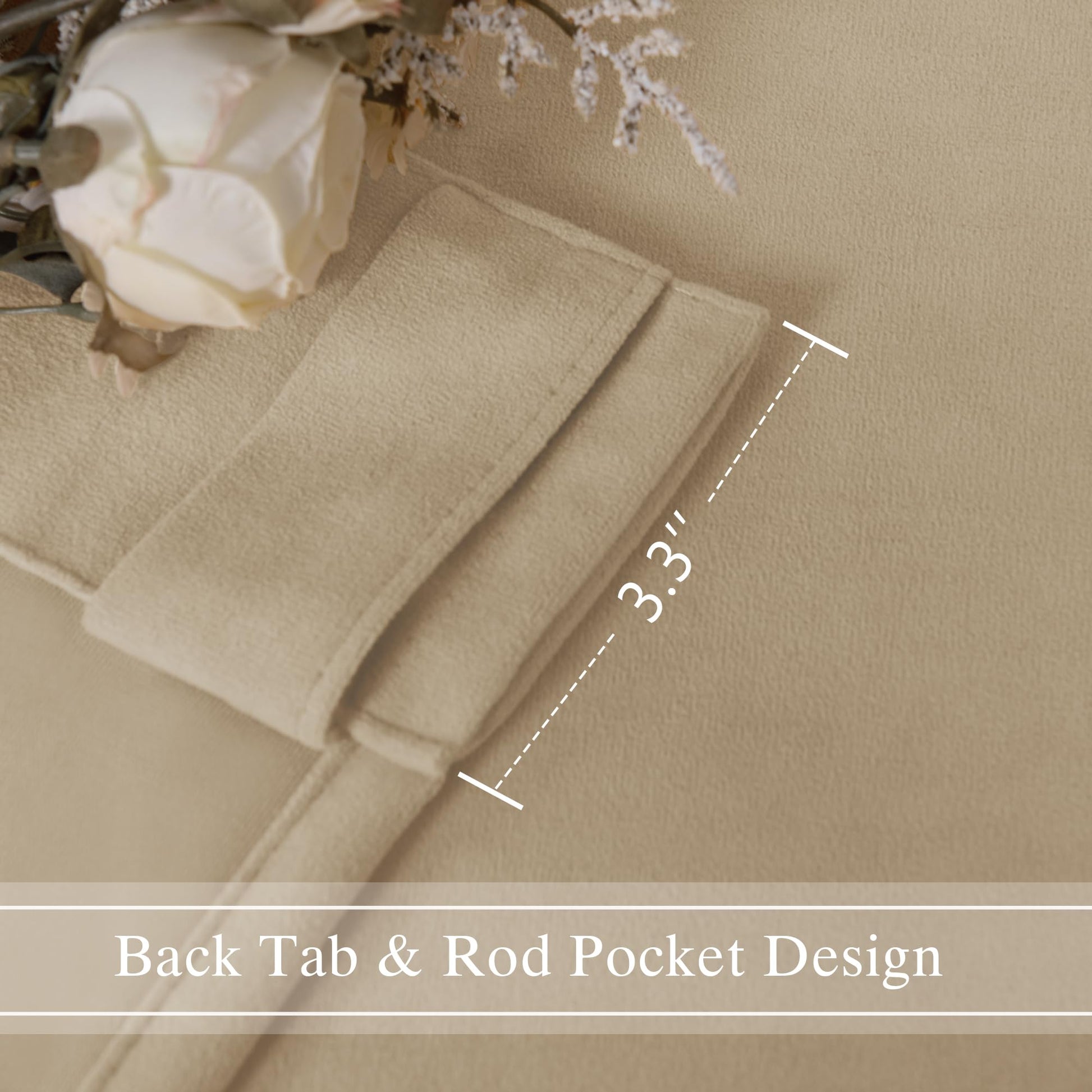 Two DWCN Velvet Curtains panels with rod pocket and back tab, featuring soft, luxurious fabric for elegant window decoration.