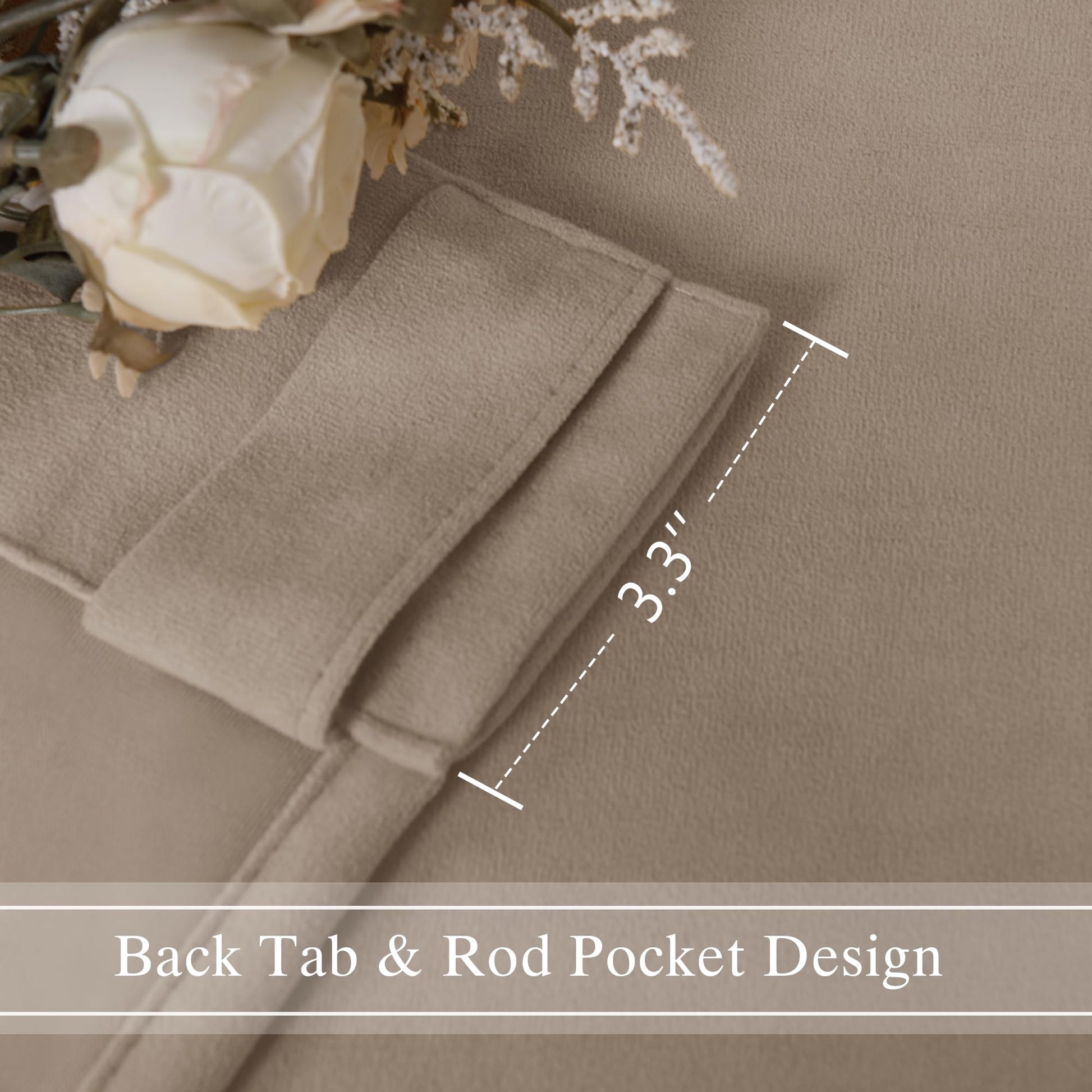 Pair of DWCN Velvet Curtains with rod pocket and back tab design, featuring soft, luxurious fabric in deep, rich color.