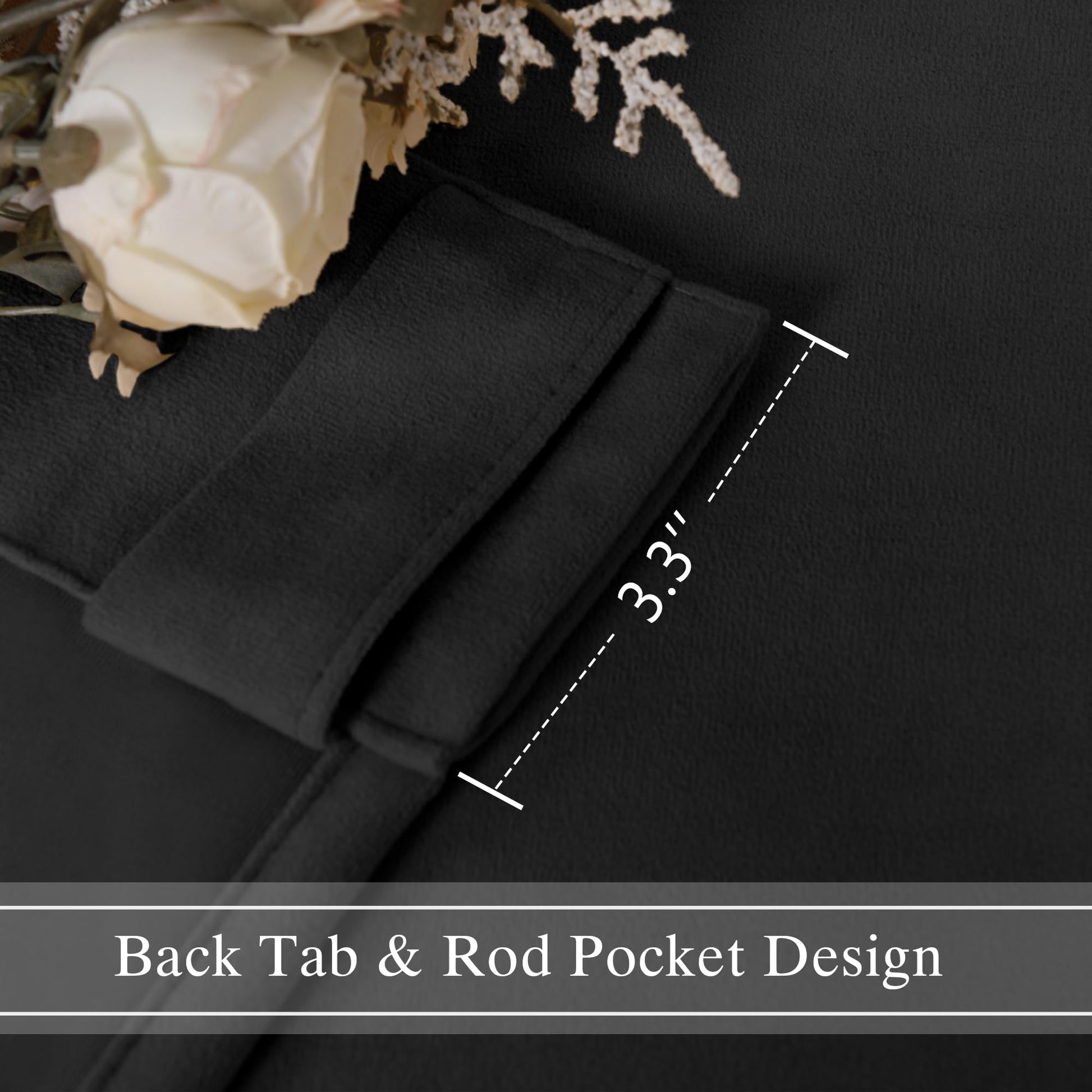 Two DWCN Velvet Curtain panels with rod pocket and back tab design hanging side by side in a living room setting.