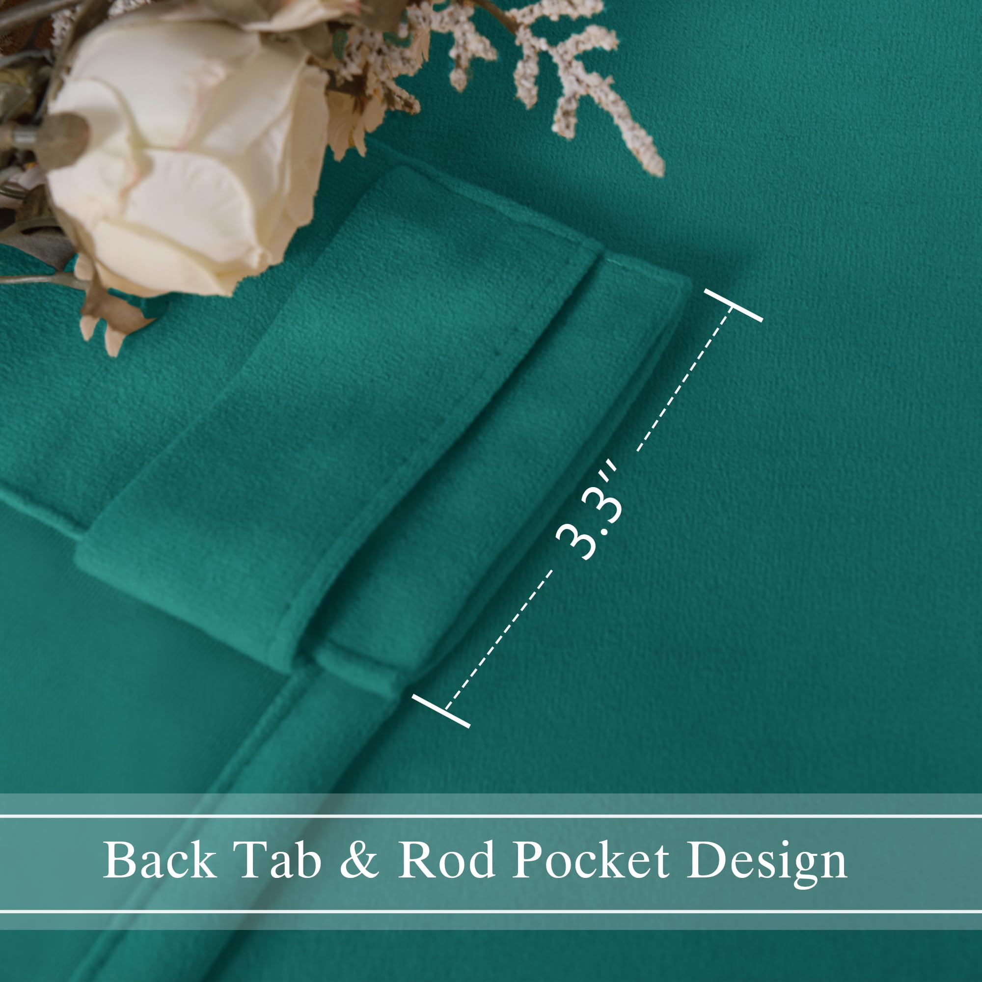 Two velvet curtain panels from DWCN Official with rod pocket and back tab design, showcasing soft, luxurious fabric and elegant style.