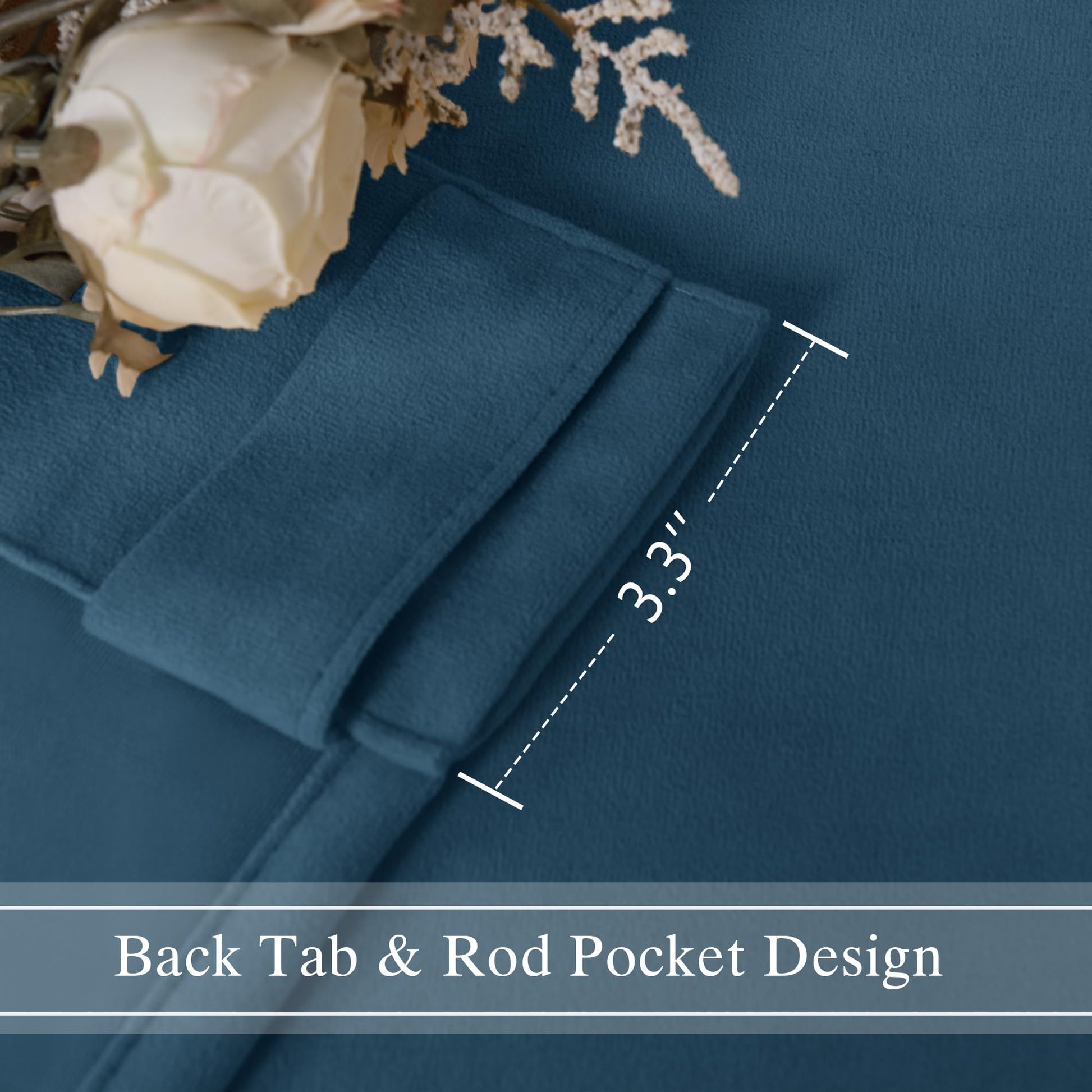 DWCN Velvet Curtains, 2 panels with rod pocket and back tab design, showcasing soft, luxurious fabric and elegant window treatment.