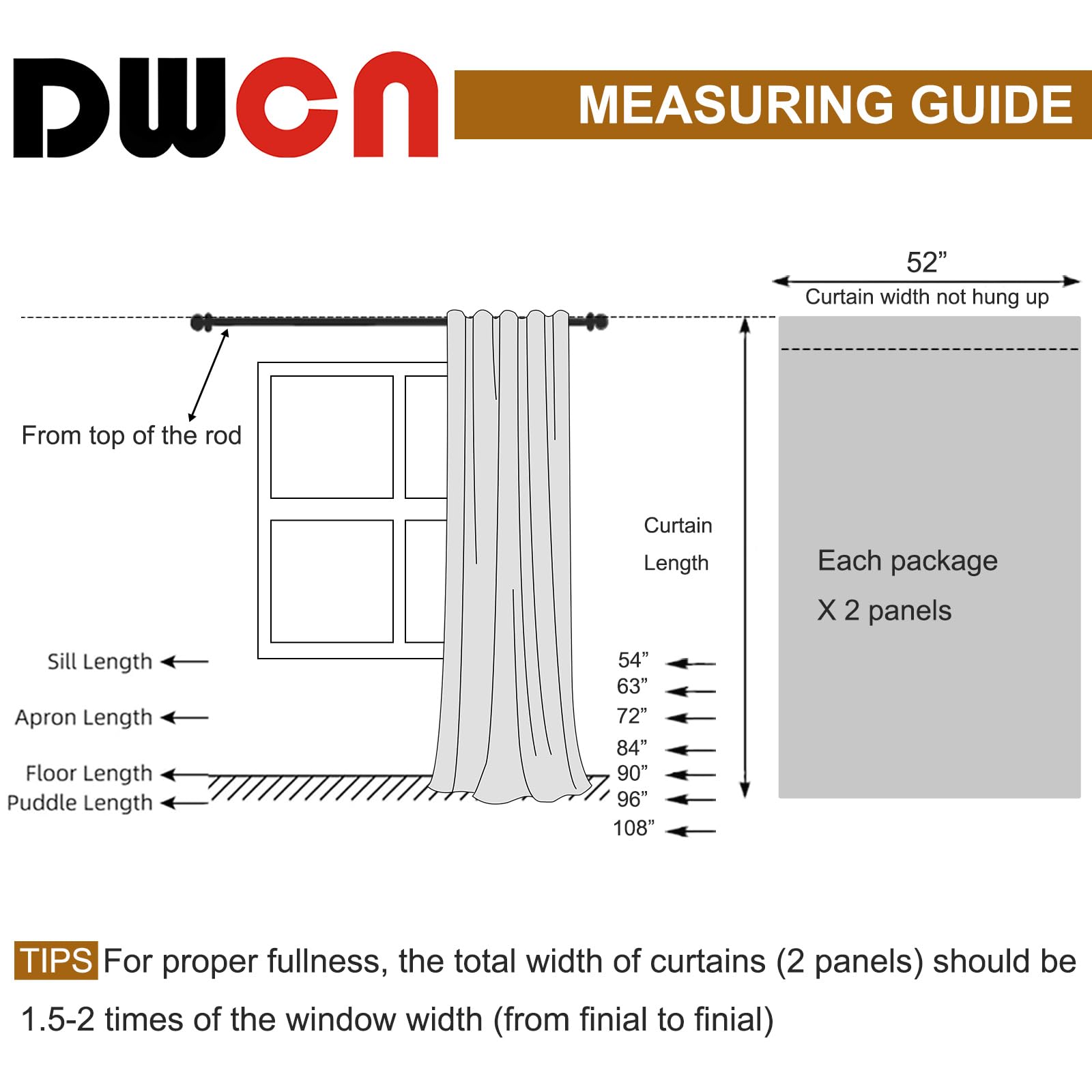 Set of two DWCN Official ombre blackout curtains with tiebacks, featuring a dark gradient design and elegant fabric.