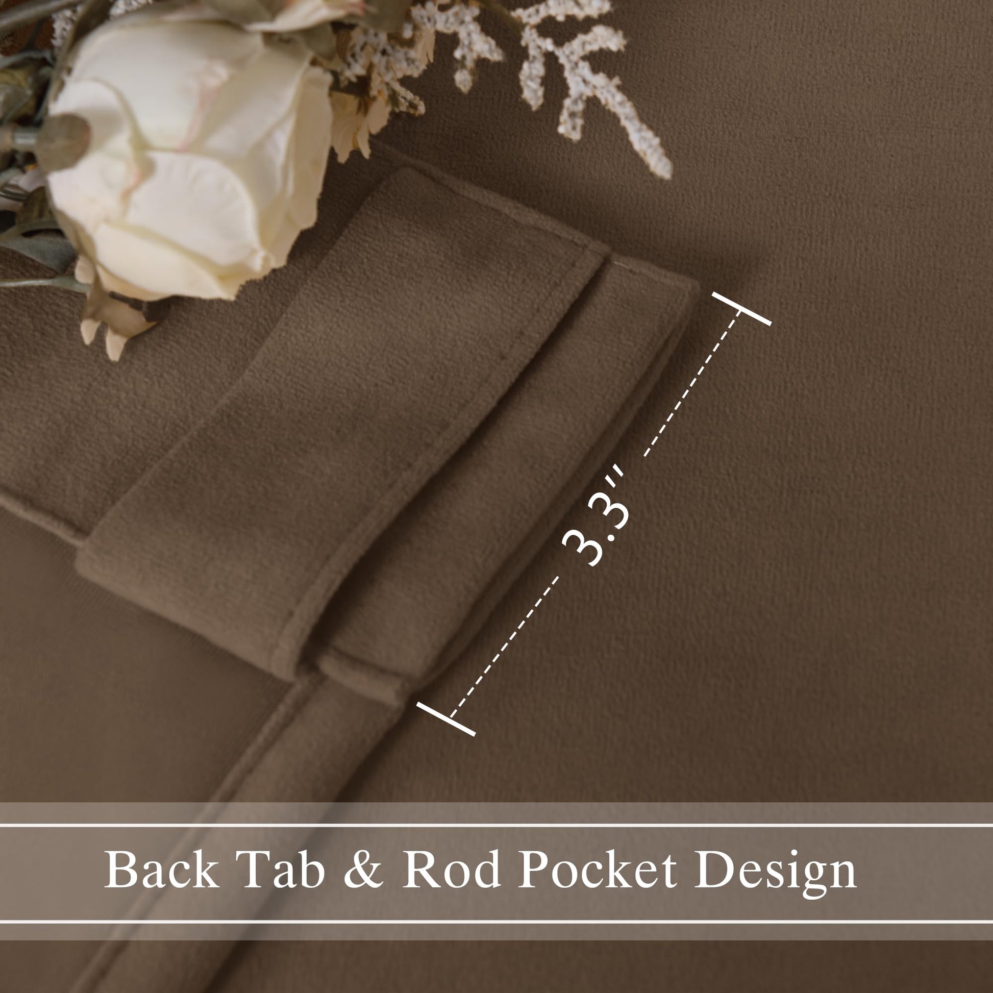 Two DWCN Velvet Curtains panels with rod pocket and back tab hanging side by side in a stylish window setup.