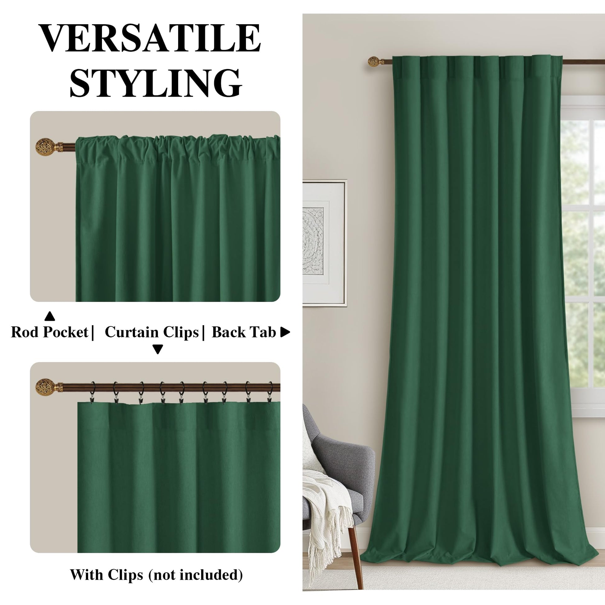 DWCN Velvet Curtains 2-panel set with rod pocket and back tab, soft and luxurious fabric for elegant window decor