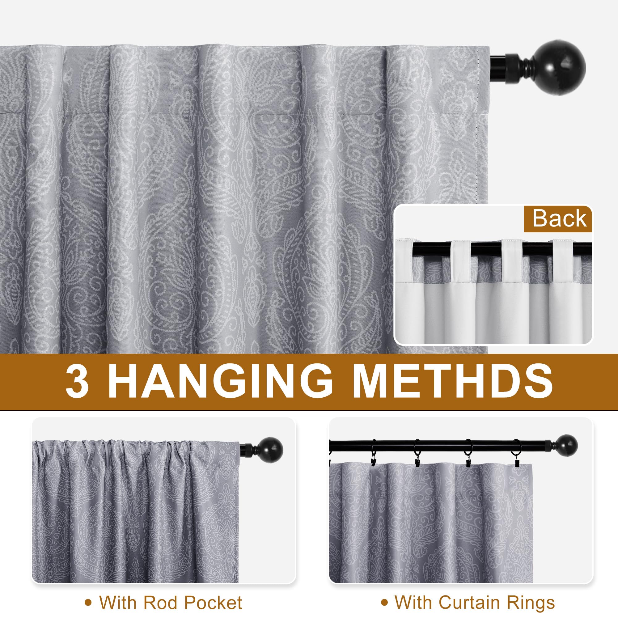 Set of two DWCN Official Ombre Blackout Curtains with tiebacks, featuring a stylish black-to-gray gradient design.