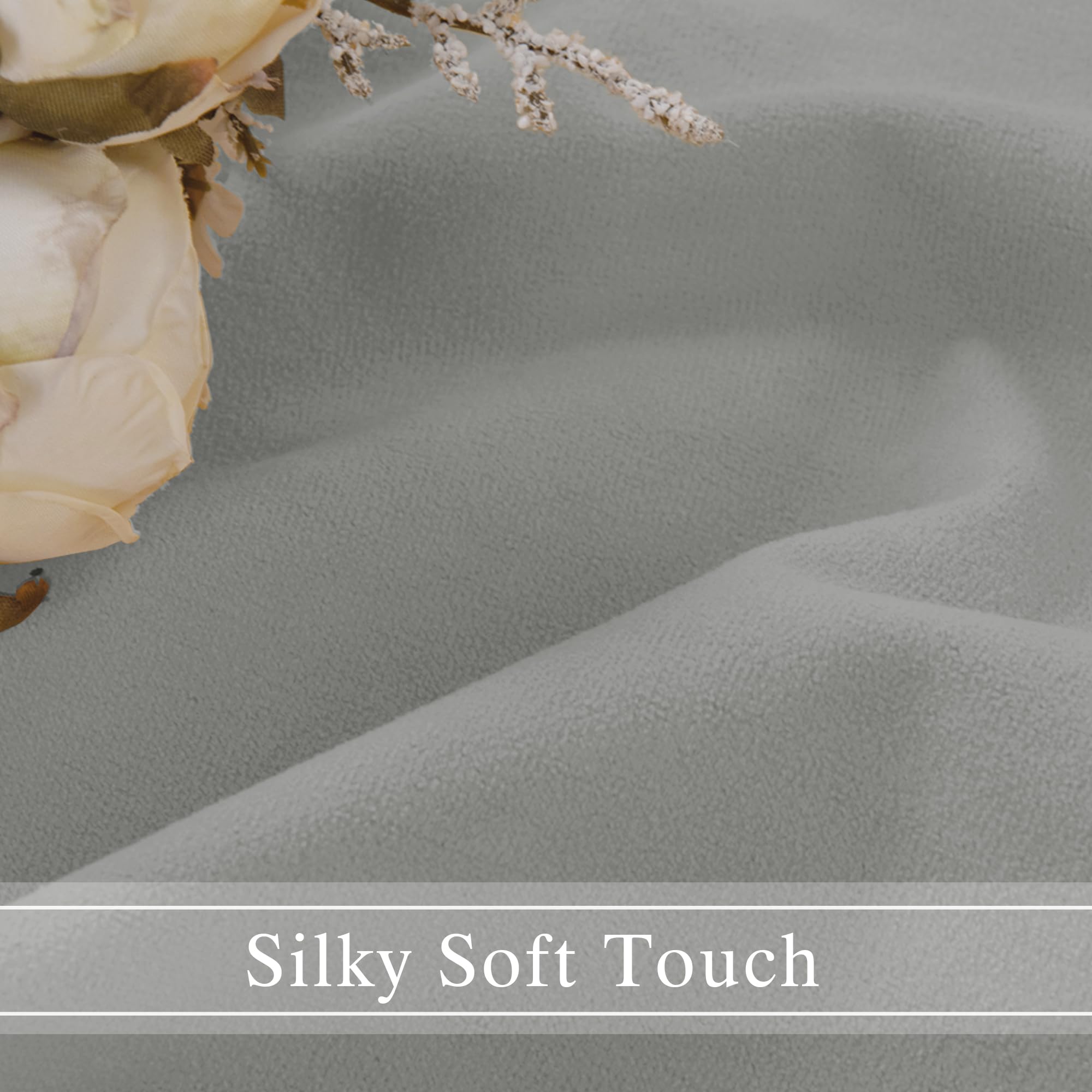 DWCN Velvet curtains with two panels featuring rod pocket and back tab designs, showcasing a soft, luxurious fabric in elegant style.