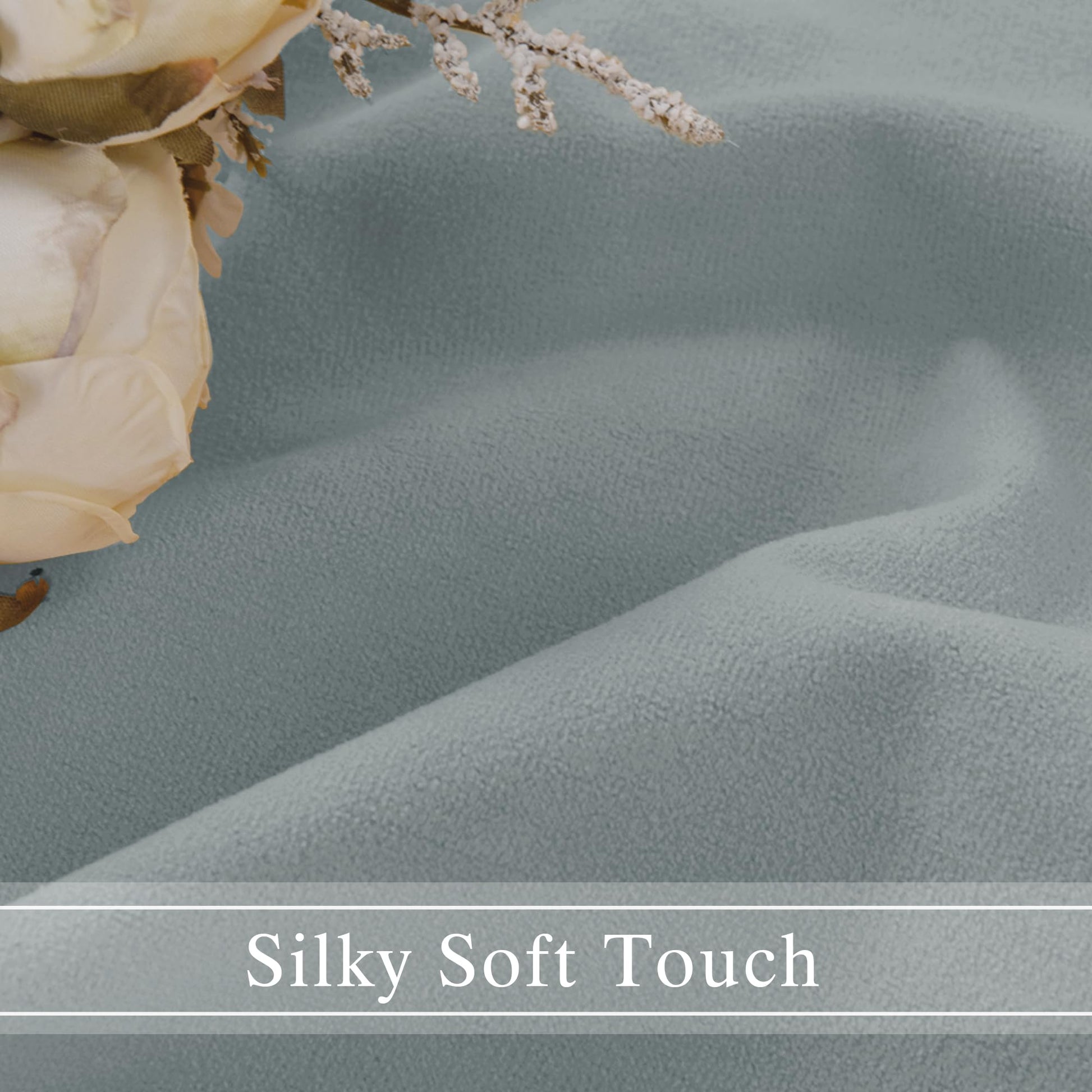 DWCN Velvet Curtains with 2 panels showing rod pocket and back tab design, soft fabric and elegant texture for window decor.