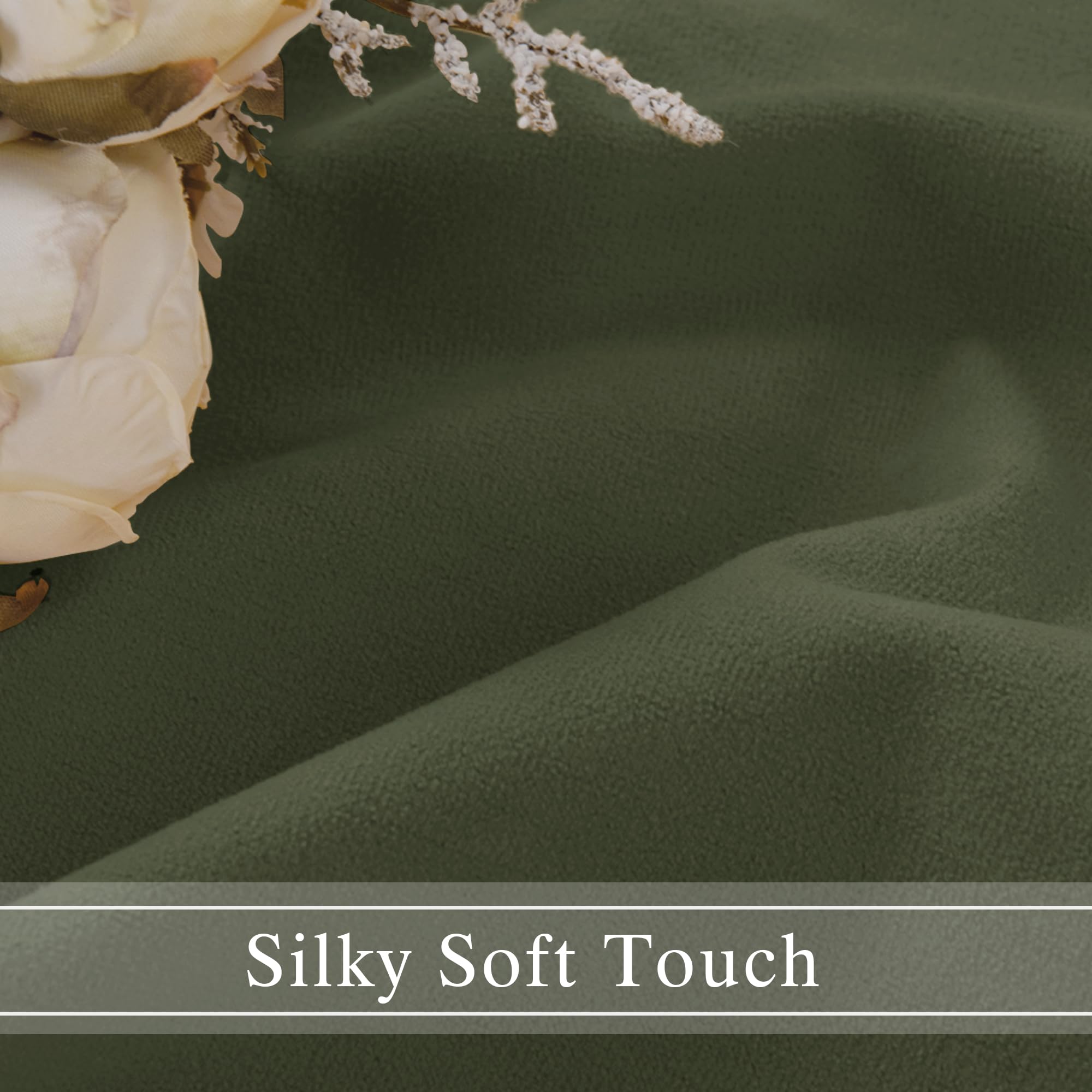 DWCN Velvet Curtains, 2 panels with rod pocket and back tab, soft plush fabric in a cozy, elegant design.