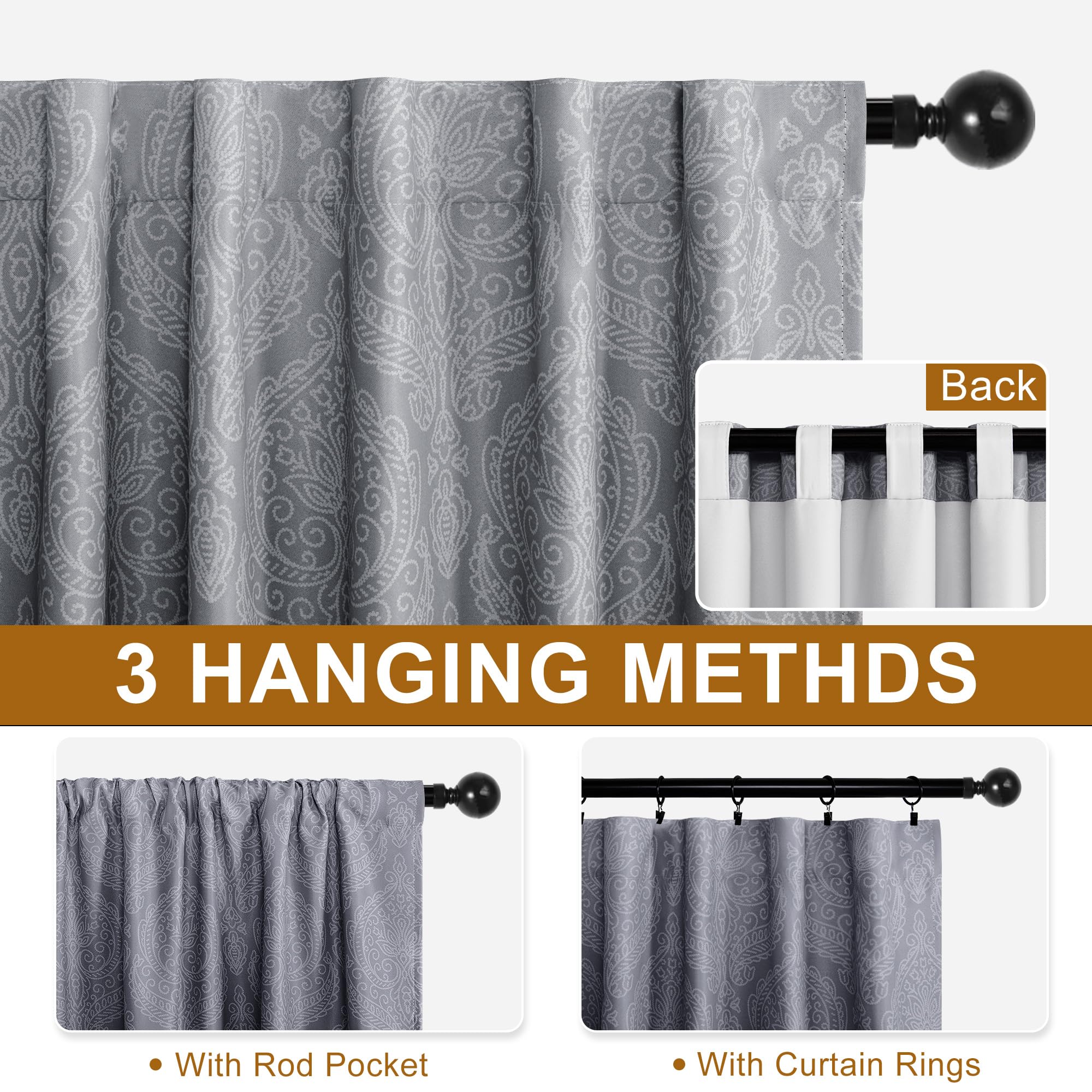 Pair of DWCN Official ombre blackout curtains with tiebacks, featuring a dark gradient design and set of two panels.