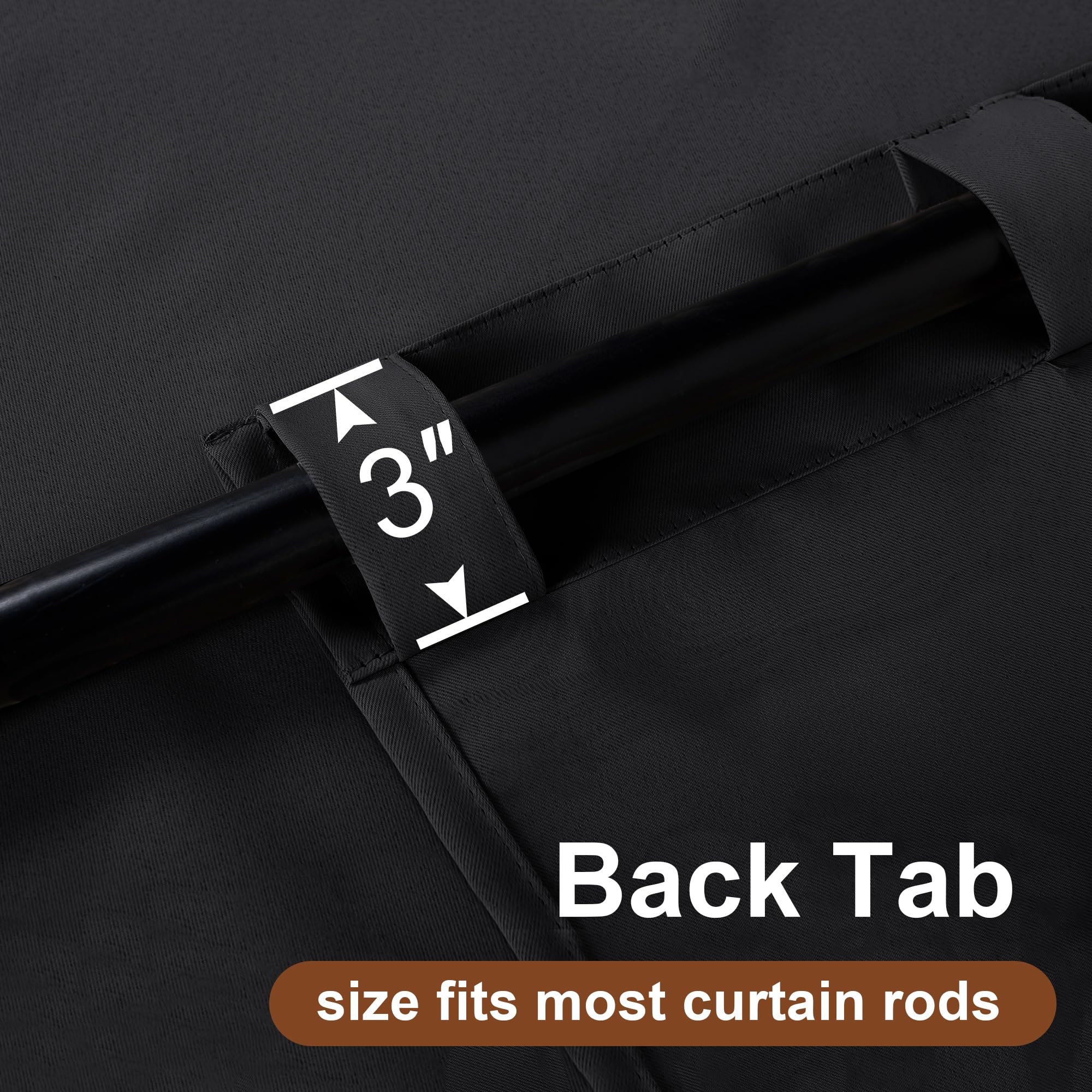 Pair of DWCN Blackout Curtains with tiebacks, rod pocket and back tab design, set of two panels for window coverage.
