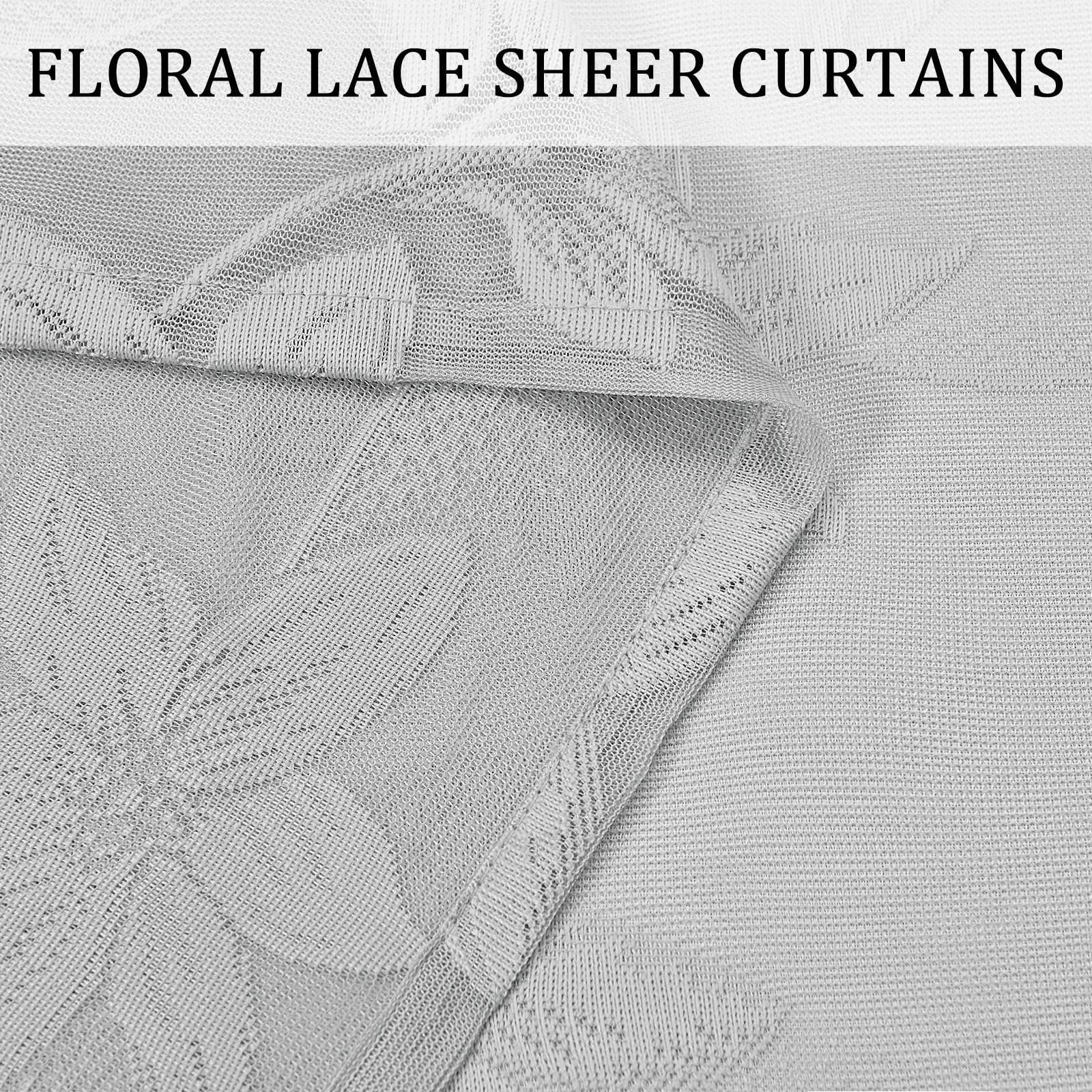 Pair of DWCN Official lace sheer curtains with intricate floral patterns, set of 2 panels, lightweight and elegant window decor