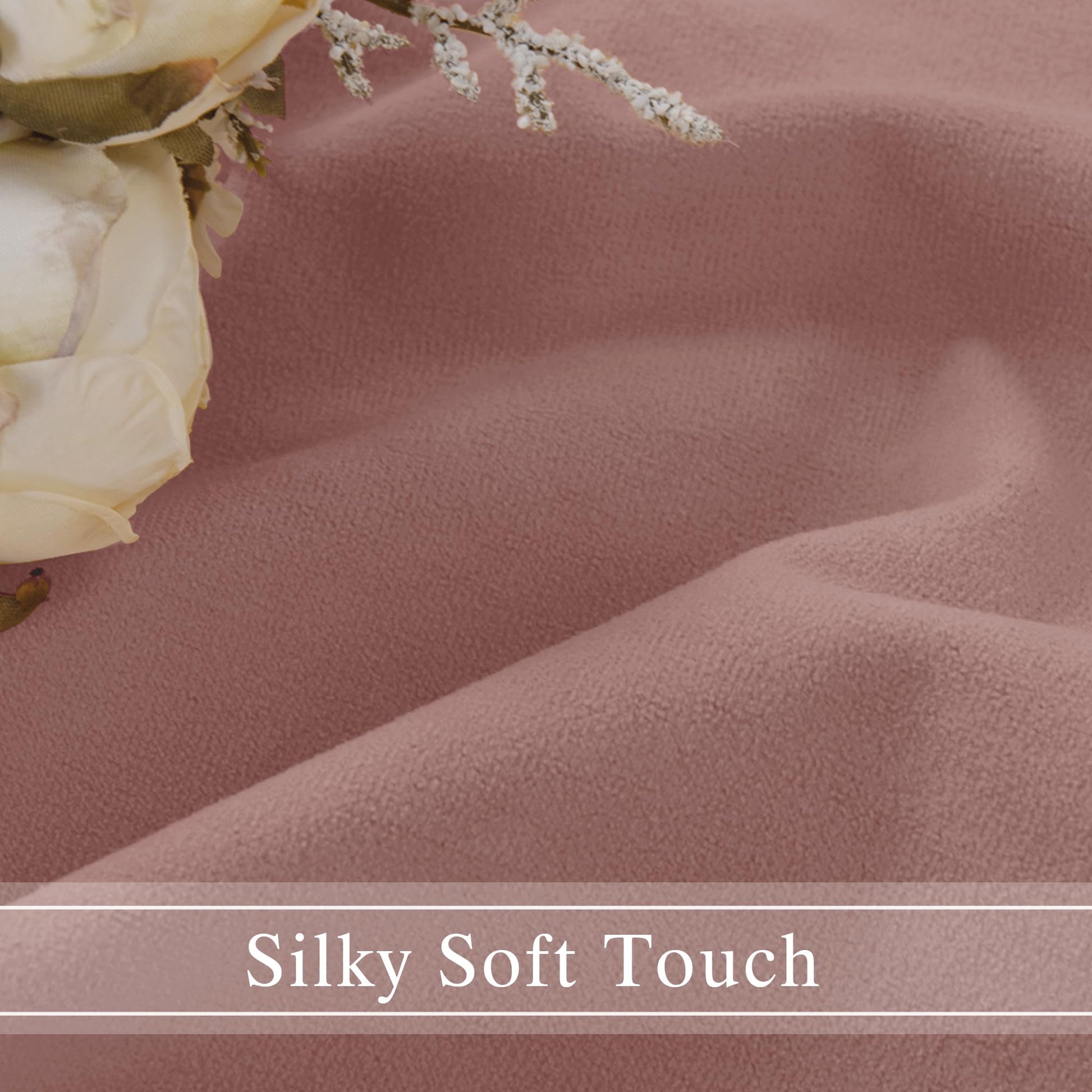 DWCN Velvet curtains with two panels, rod pocket and back tab design, featuring rich velvet fabric and elegant drape.