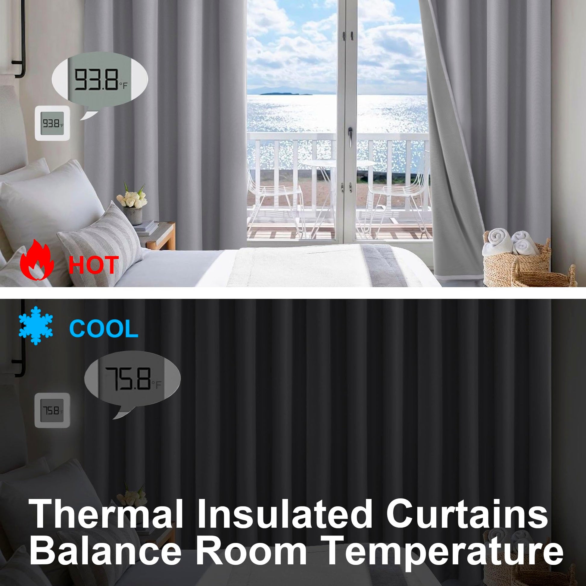 Blackout curtains with grommet top design by DWCN Official, showcasing durable fabric and sleek black color for light blocking.