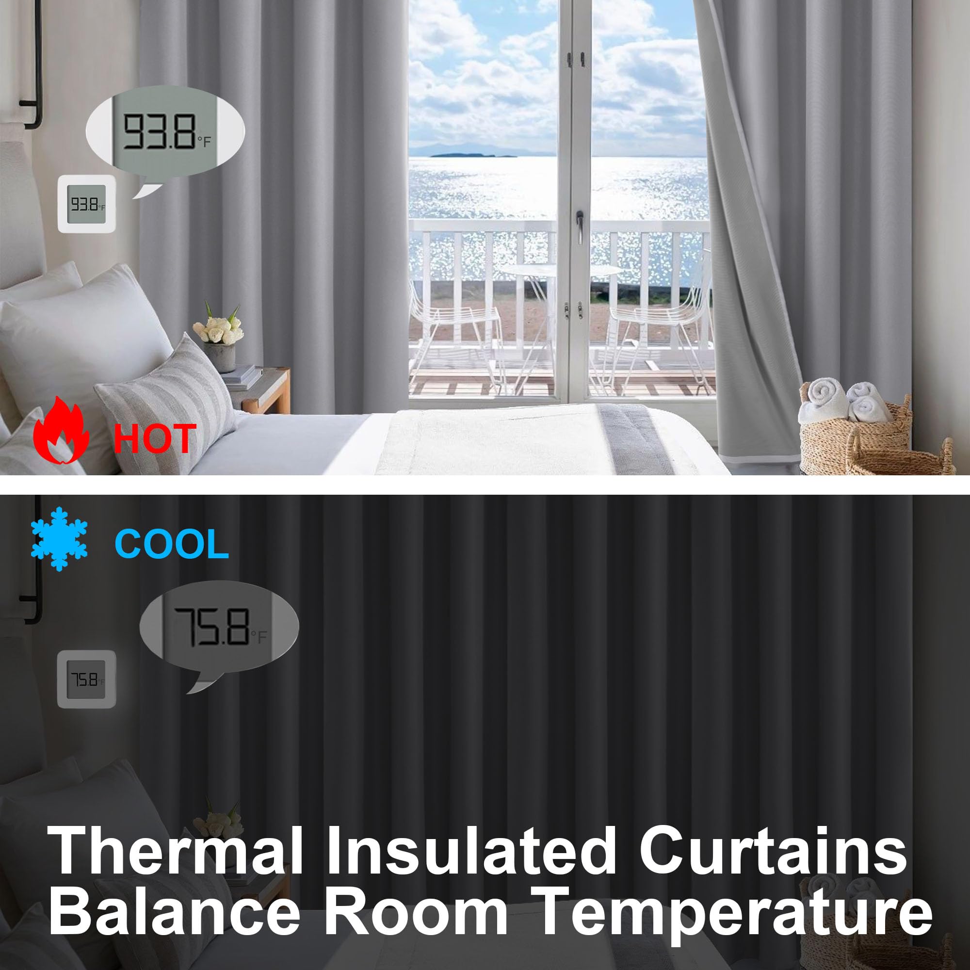 Blackout curtains with grommet top design by DWCN Official, showcasing durable fabric and sleek black color for light blocking.
