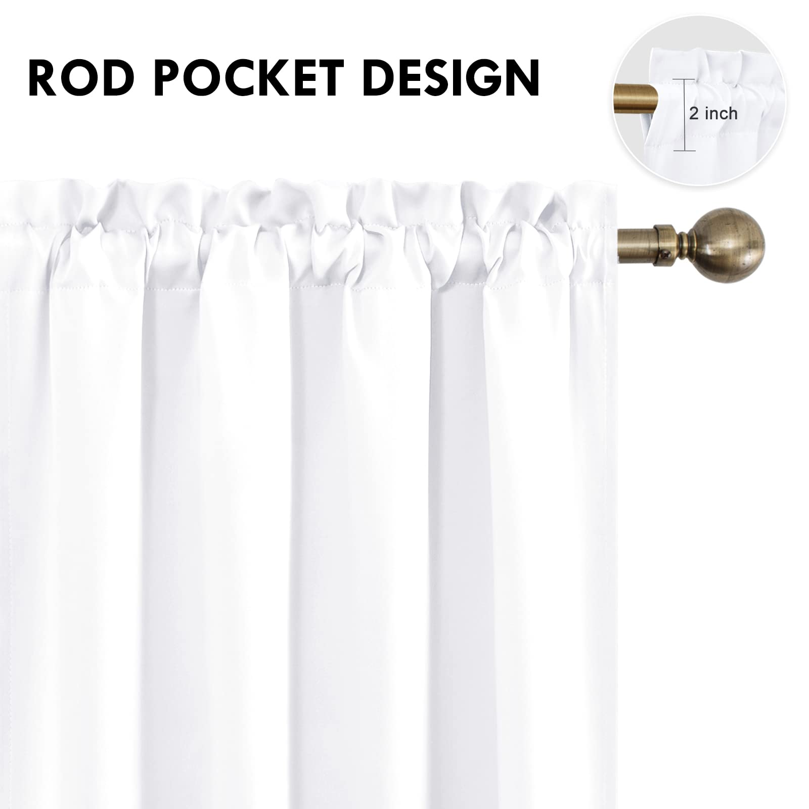 DWCN Official blackout curtains set of 2 panels with rod pocket design, solid black fabric for light blocking and privacy.