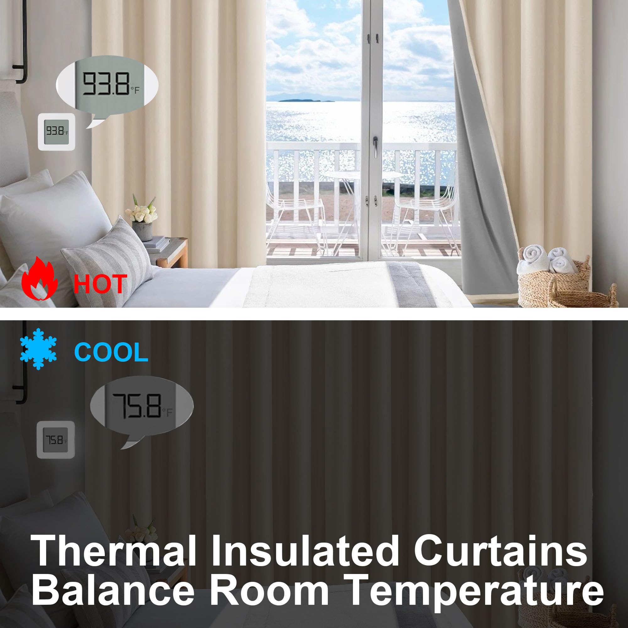 Blackout curtains with grommet top design by DWCN Official, featuring 100% blackout fabric for room darkening.