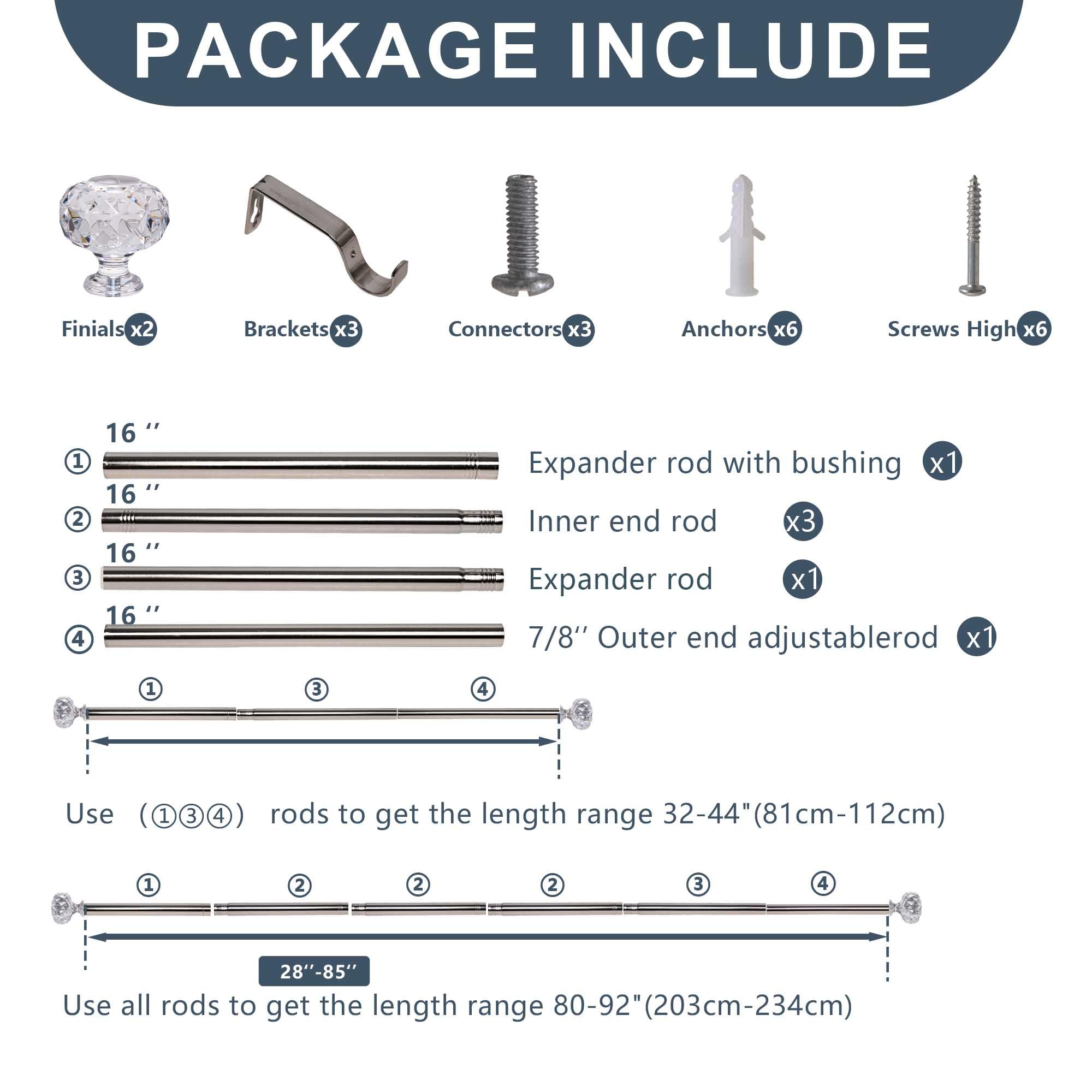 Heavy duty adjustable curtain rods by DWCN Official, featuring durable metal construction and modern design for versatile window decor.