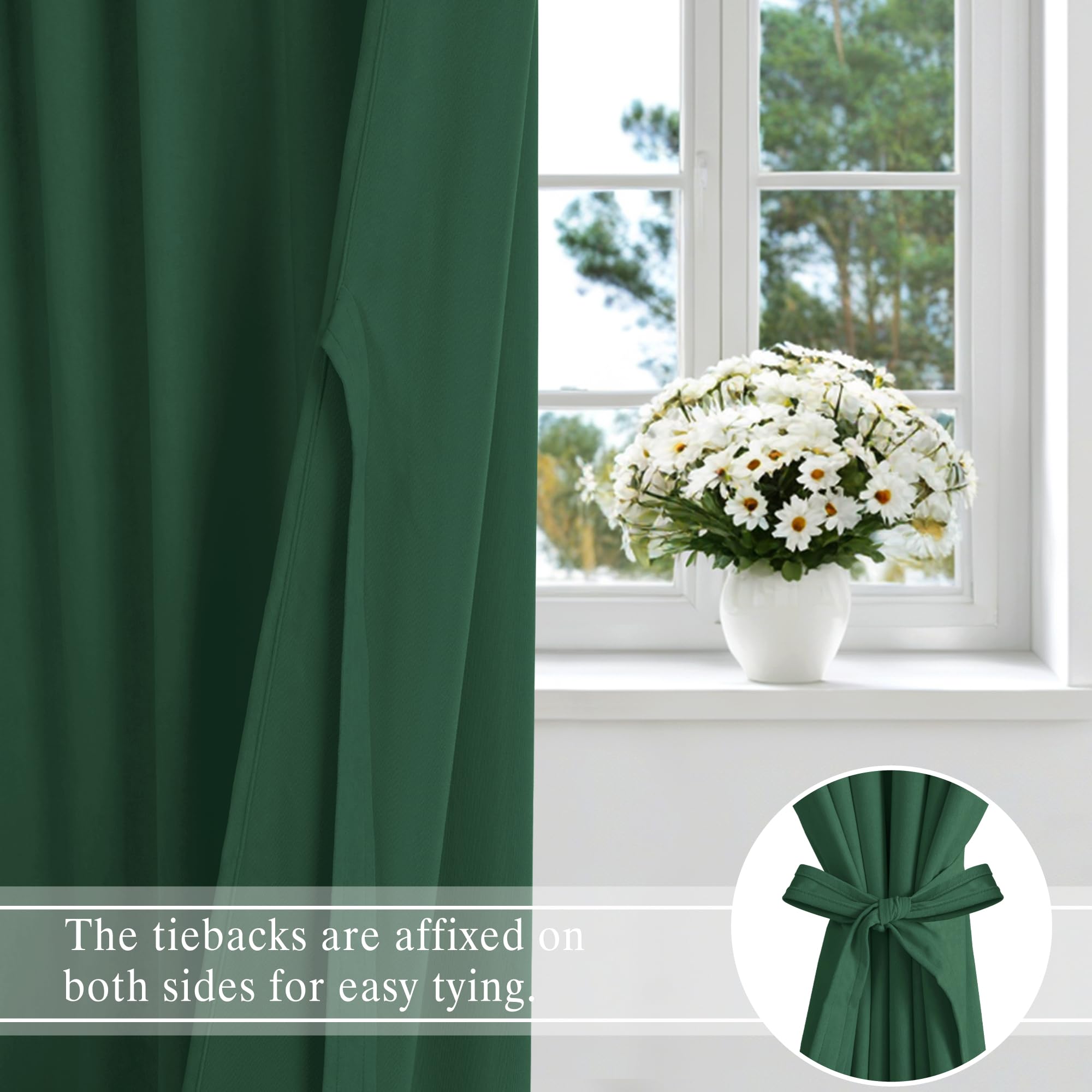 DWCN Velvet Curtains with 2 panels, rod pocket and back tab design, showcasing luxurious fabric and elegant window covering.