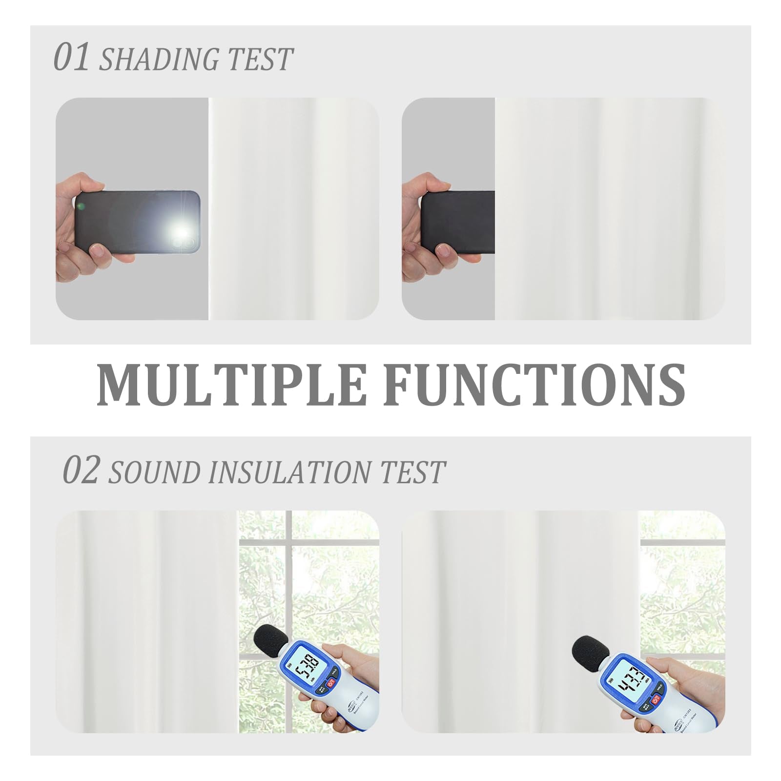Set of two DWCN blackout curtains with tiebacks, black fabric panels designed to block light and add style to a window.