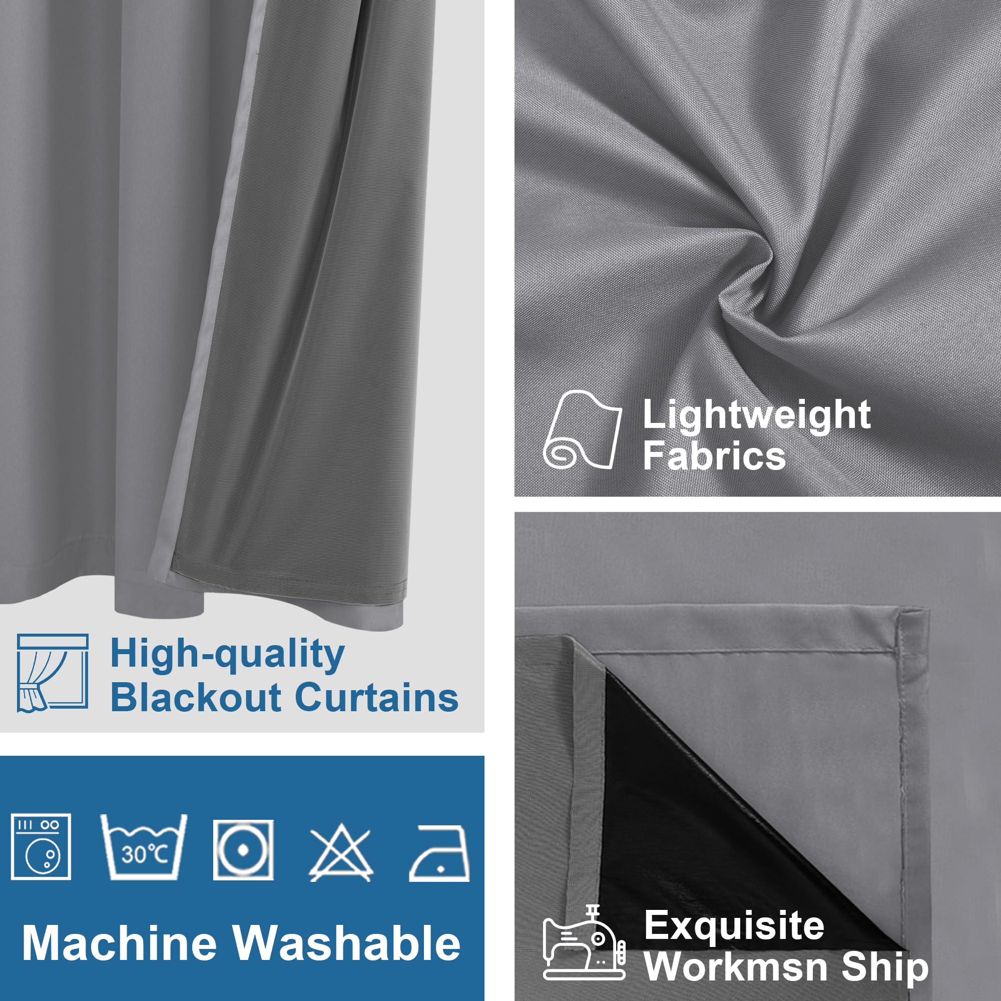 Blackout curtains with grommet top design from DWCN Official, showcasing durable fabric and sleek black finish for room darkening.