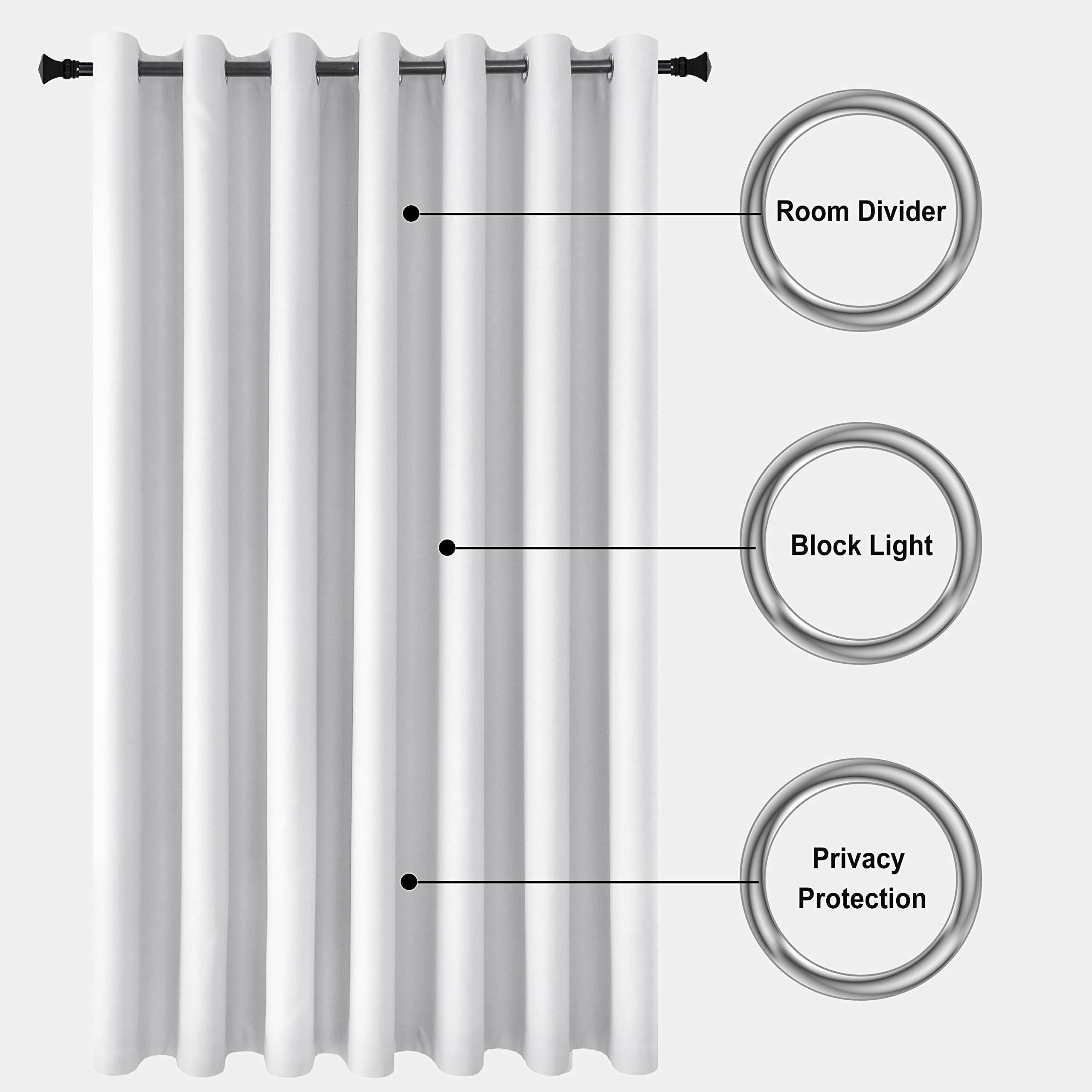 DWCN Official blackout curtain panel with black grommets, designed for room dividers, in dark fabric for light blocking and privacy.