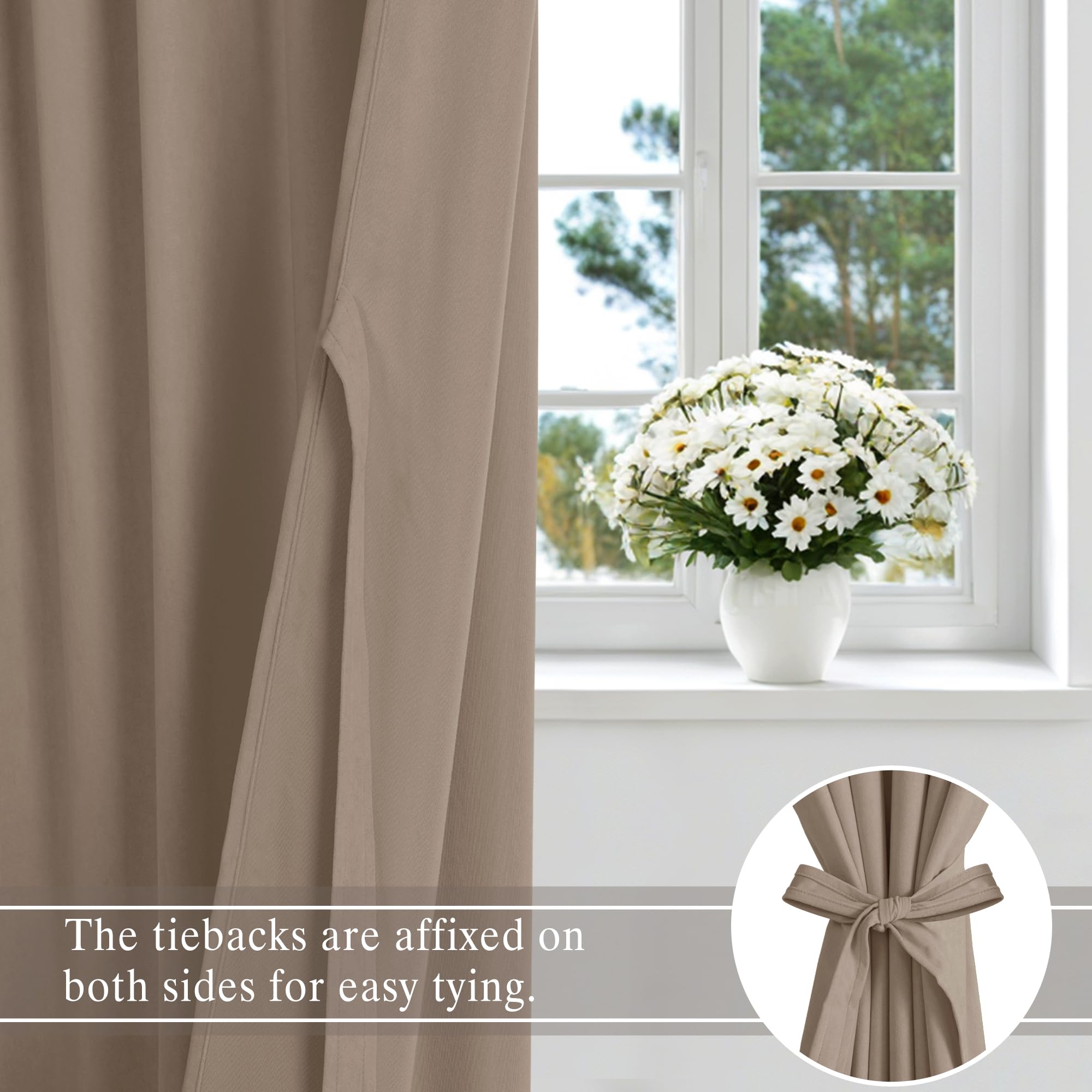 DWCN Velvet curtains with two panels, rod pocket and back tab design, featuring soft, luxurious fabric for elegant window decor.