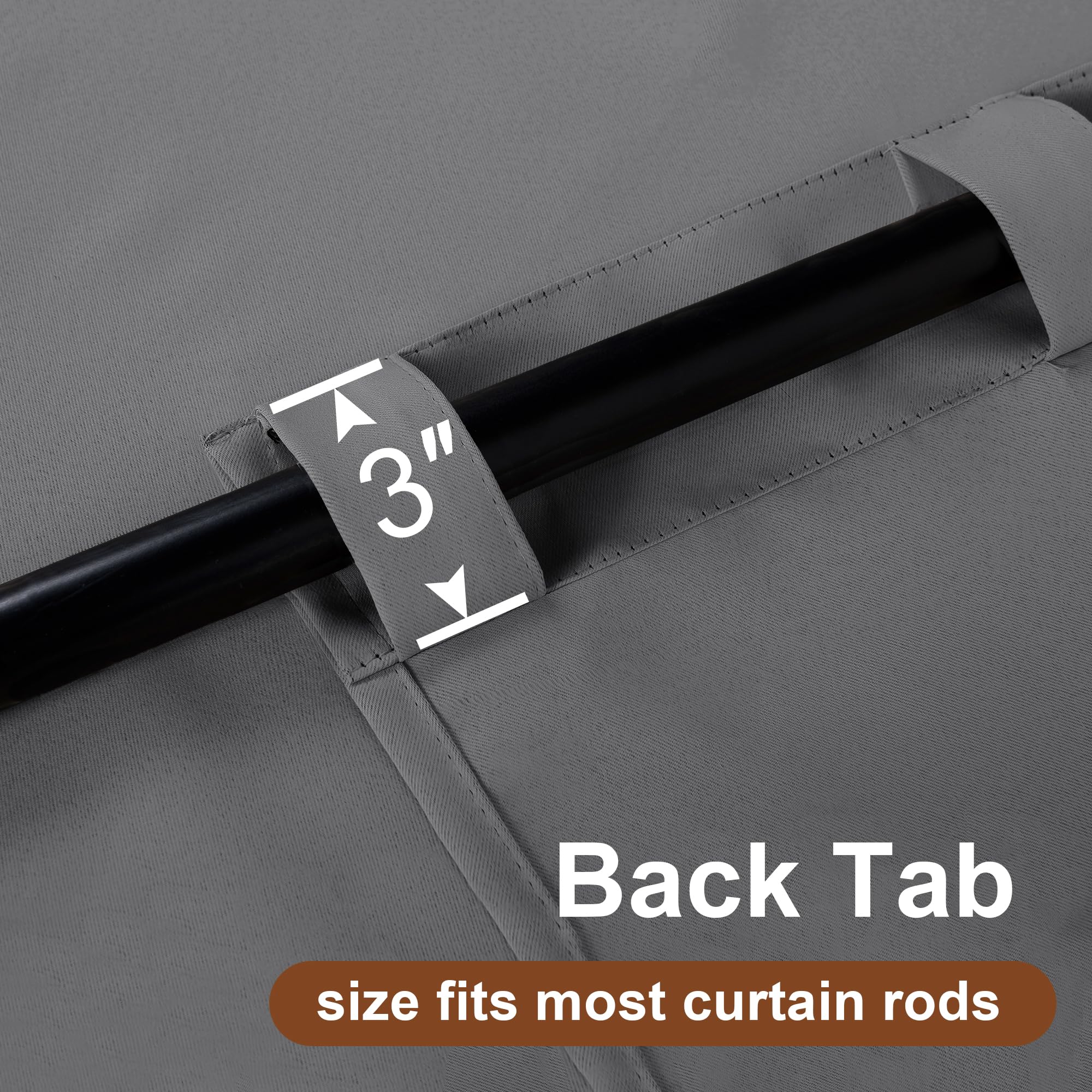 Set of two DWCN Blackout Curtains with tiebacks, rod pocket and back tab design, hanging in a stylish window setup.
