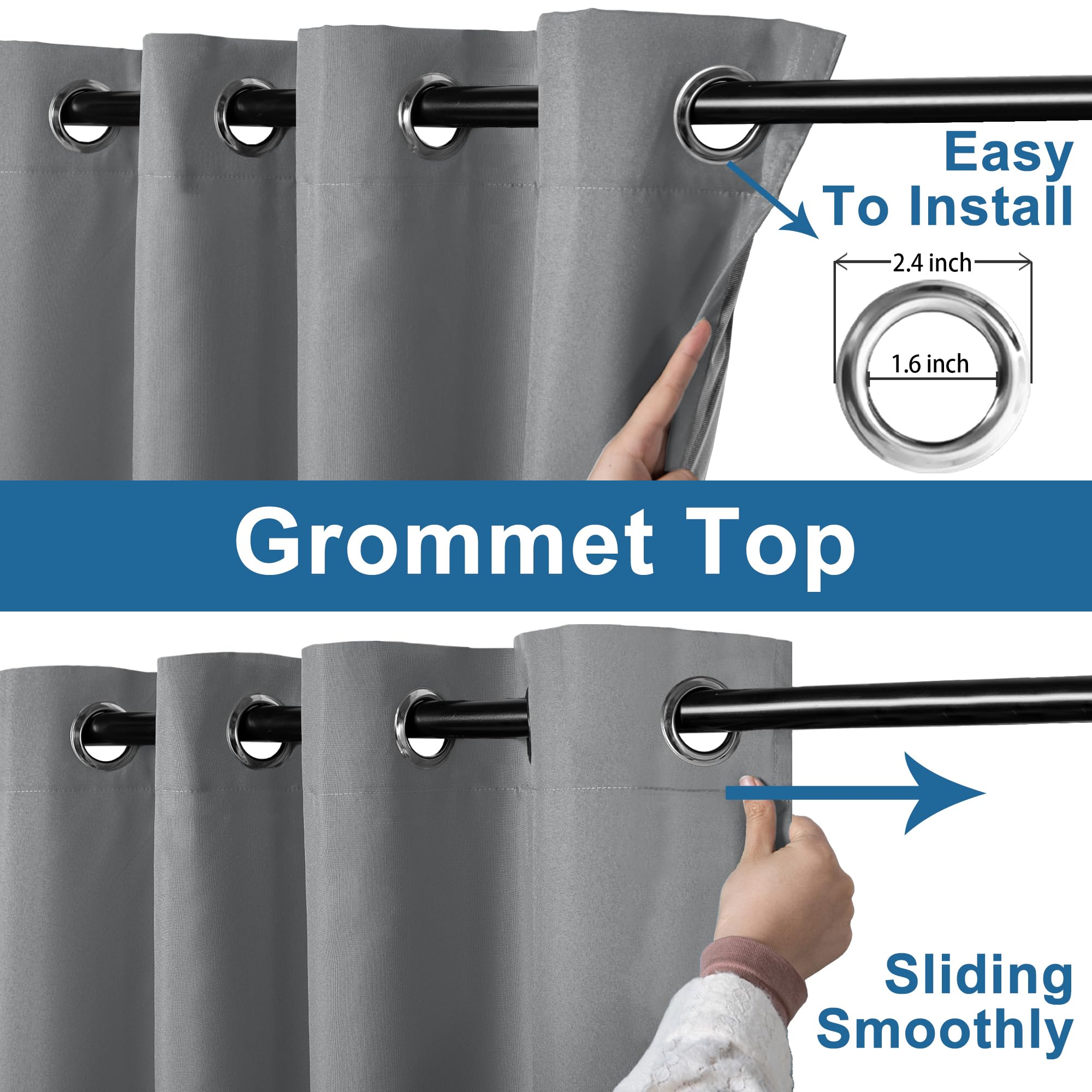 Blackout curtains with grommet top design by DWCN Official, 100% blackout fabric for light control and privacy.