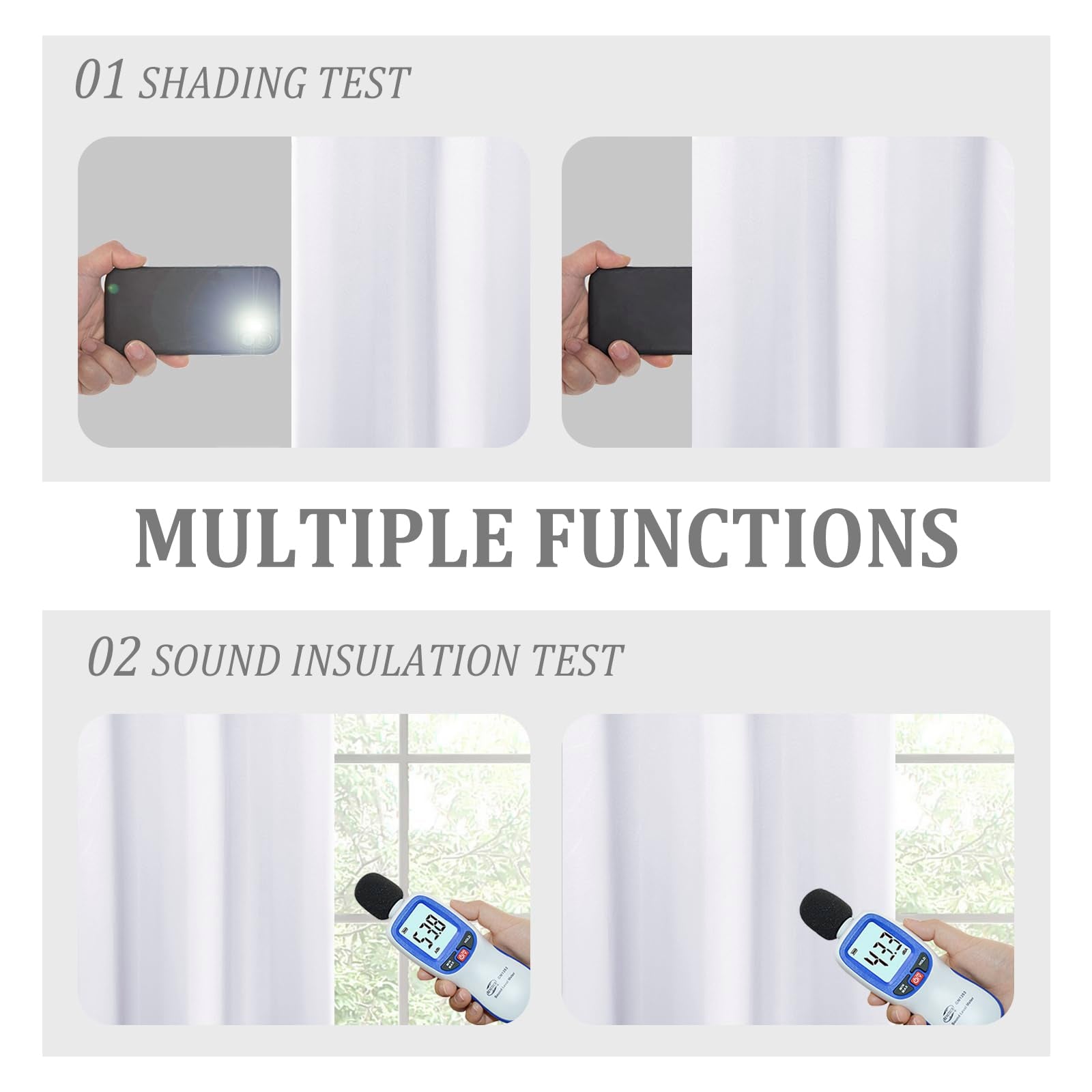 Set of two DWCN blackout curtains with tiebacks in deep black fabric, perfect for blocking light and enhancing privacy.