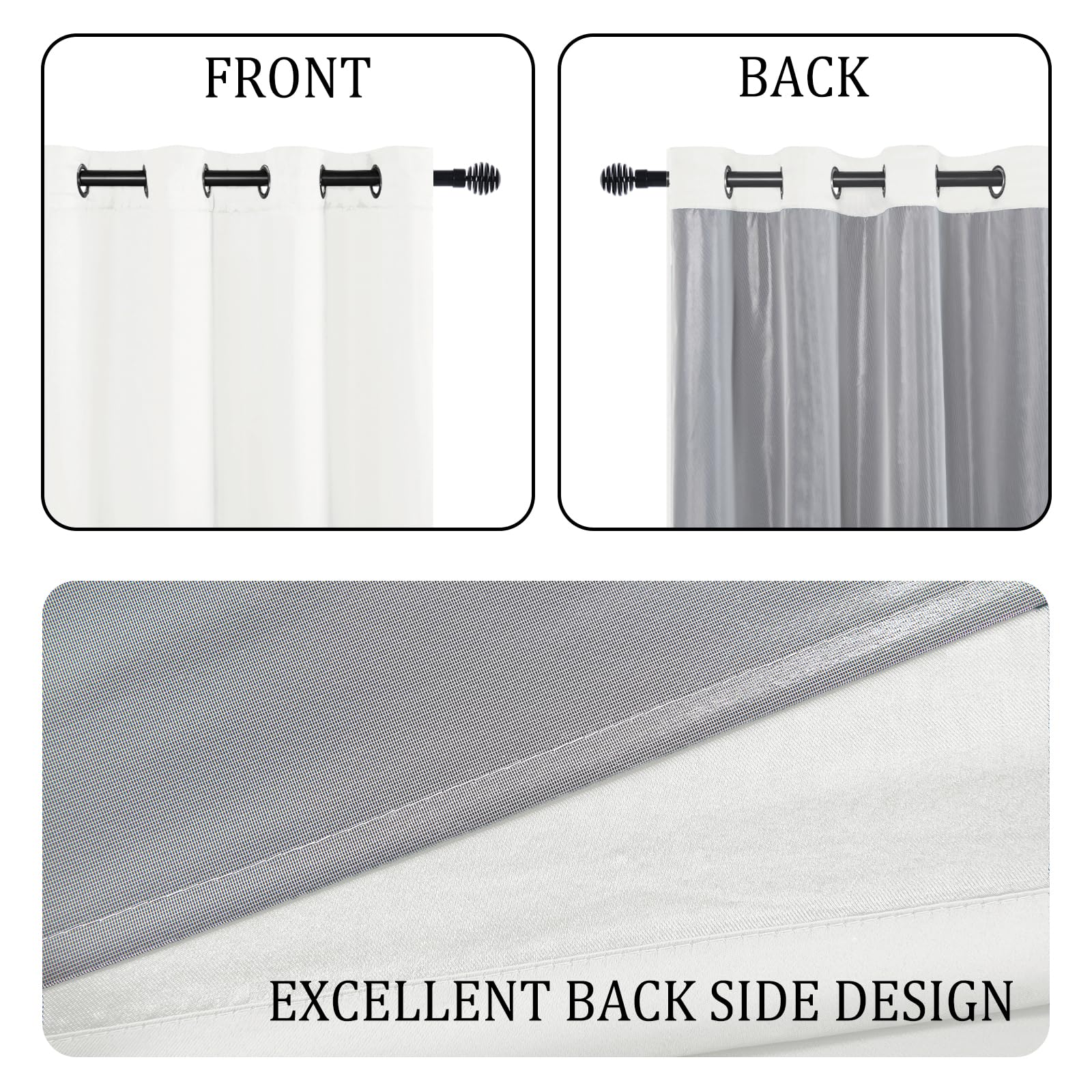 Pair of DWCN blackout curtains with tiebacks, set of 2 panels, featuring 100% blackout fabric for room darkening and privacy.