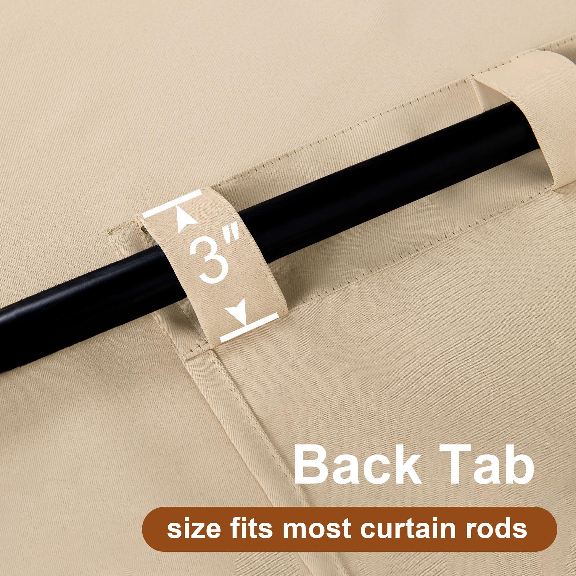 Pair of DWCN Official black blackout curtains with tiebacks, rod pocket and back tab design, set of two panels.