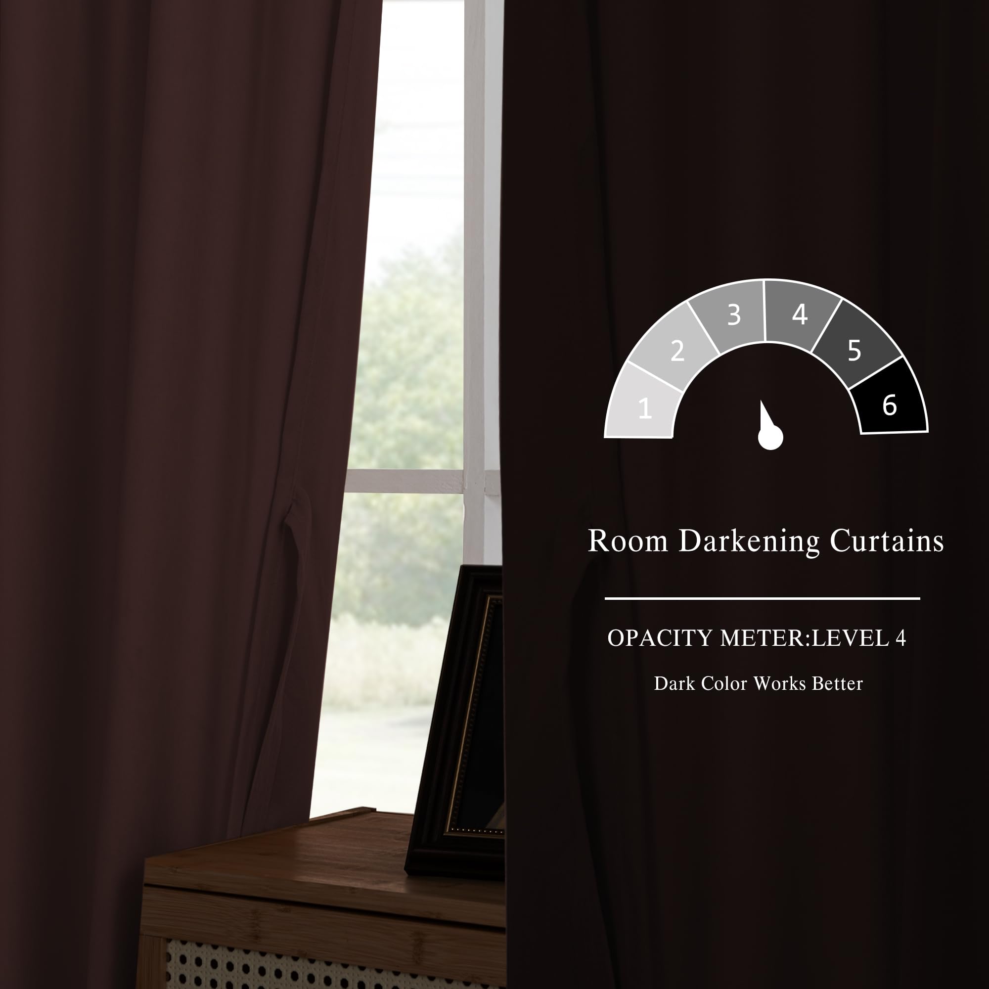 DWCN Velvet Curtains with 2 panels featuring rod pocket and back tab design, shown in a stylish home window setting.