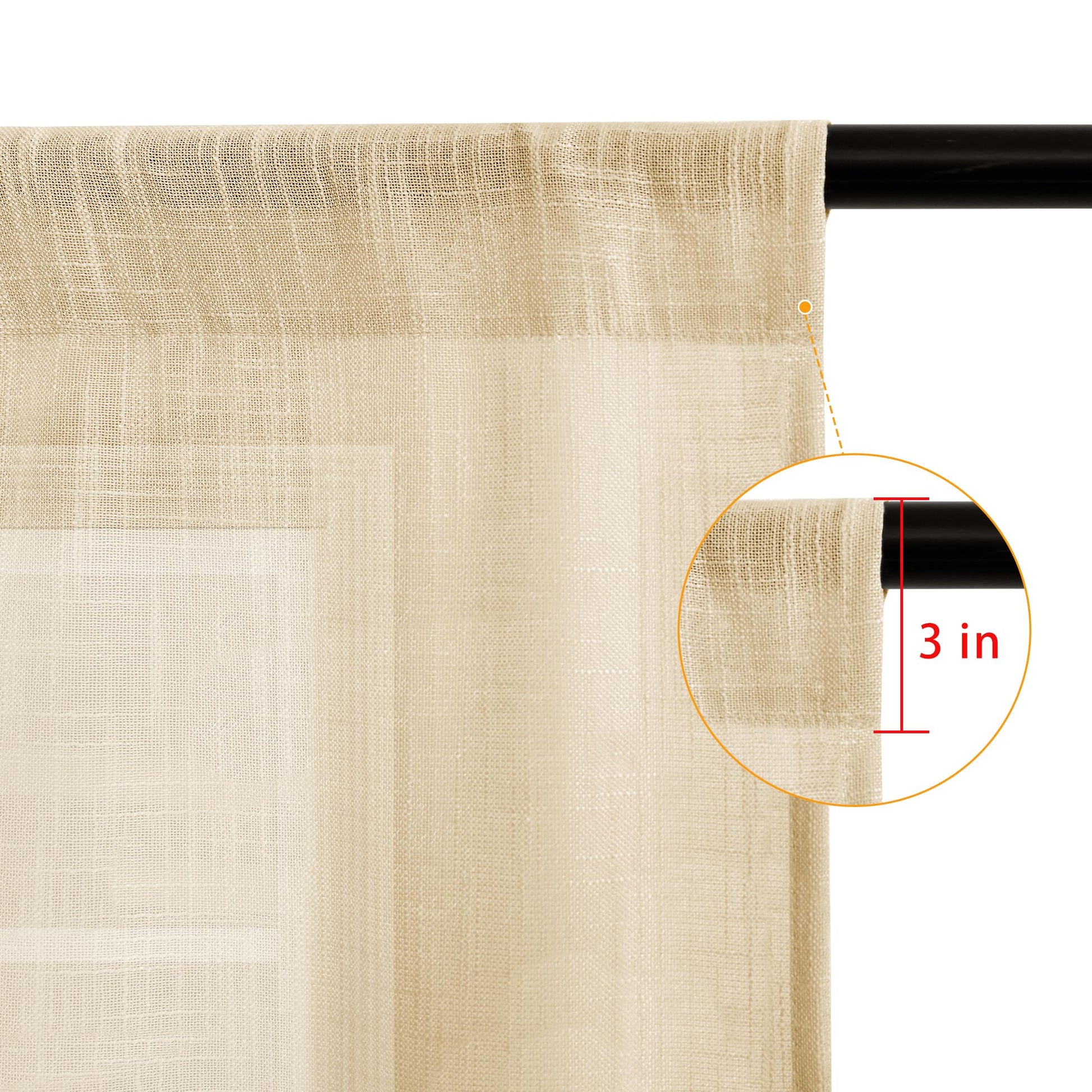 Light-filtering custom linen sheer curtains from DWCN Official hanging in a bright living room window.