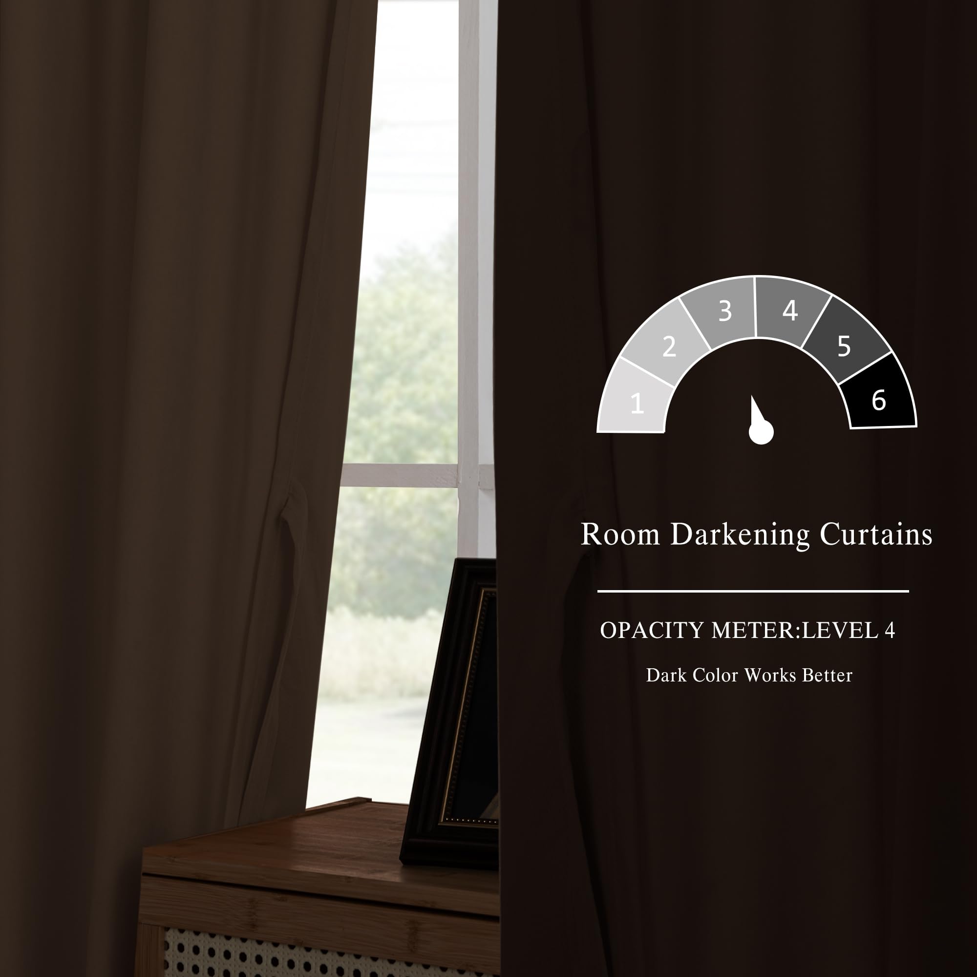 DWCN Velvet curtains with two panels, rod pocket and back tab design, shown hanging in a stylish living room setting