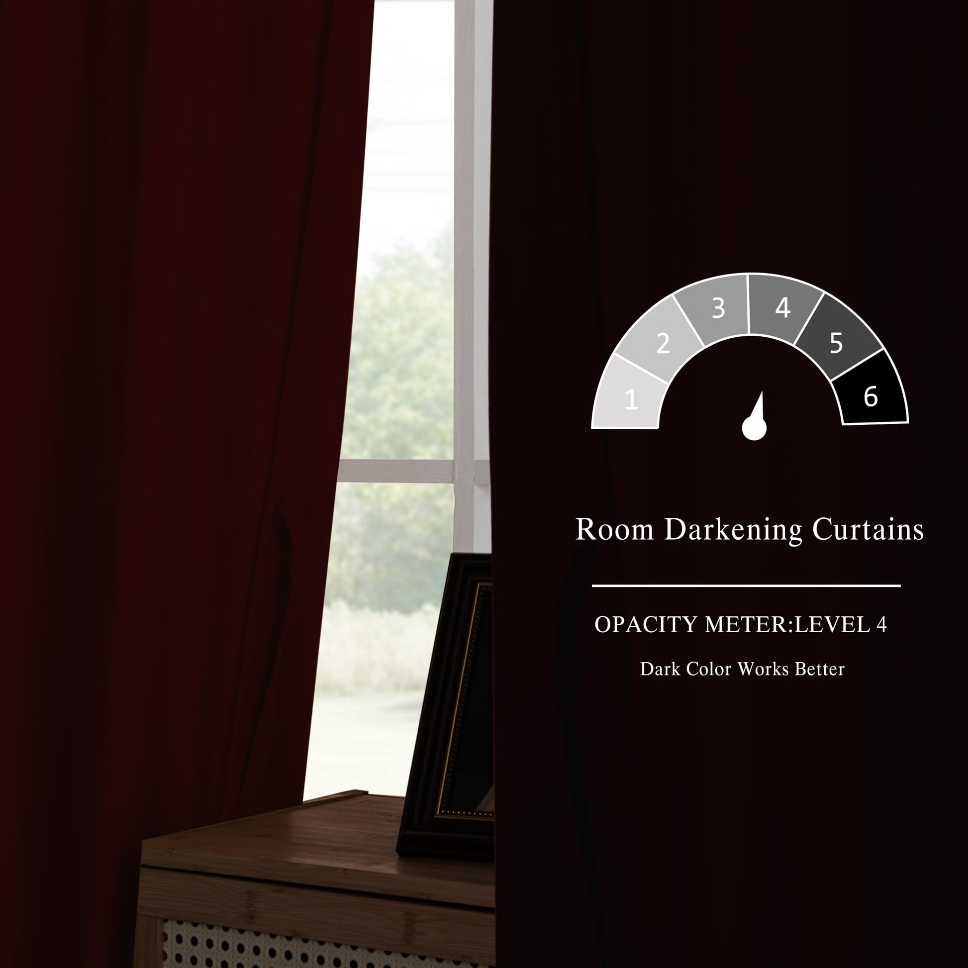 DWCN Velvet Curtains with 2 panels featuring rod pocket and back tab design hanging in a stylish window setup