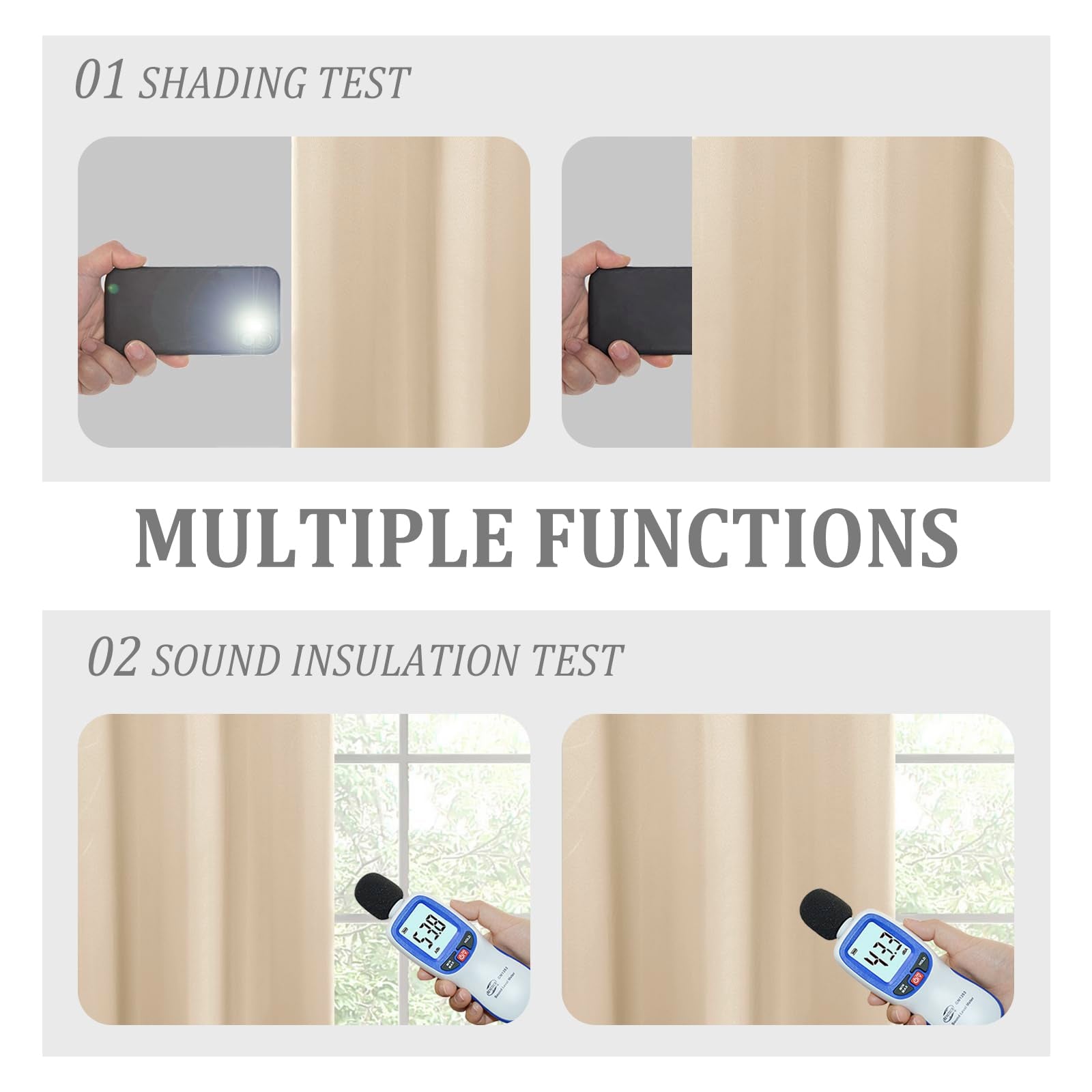 DWCN 100% blackout curtains with tiebacks, set of 2 panels, made of dark, opaque fabric for room darkening and privacy.