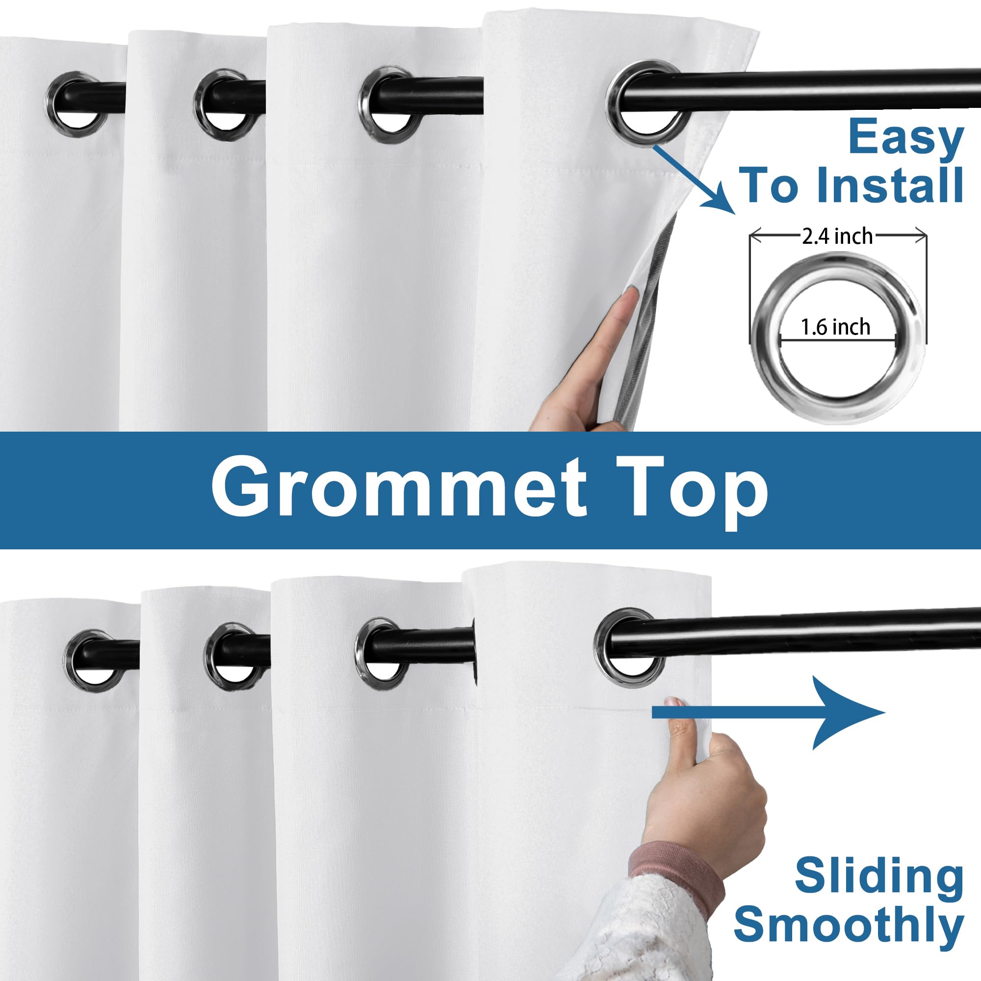 Blackout curtains with grommet top design by DWCN Official, featuring 100% blackout fabric for light blocking and privacy.