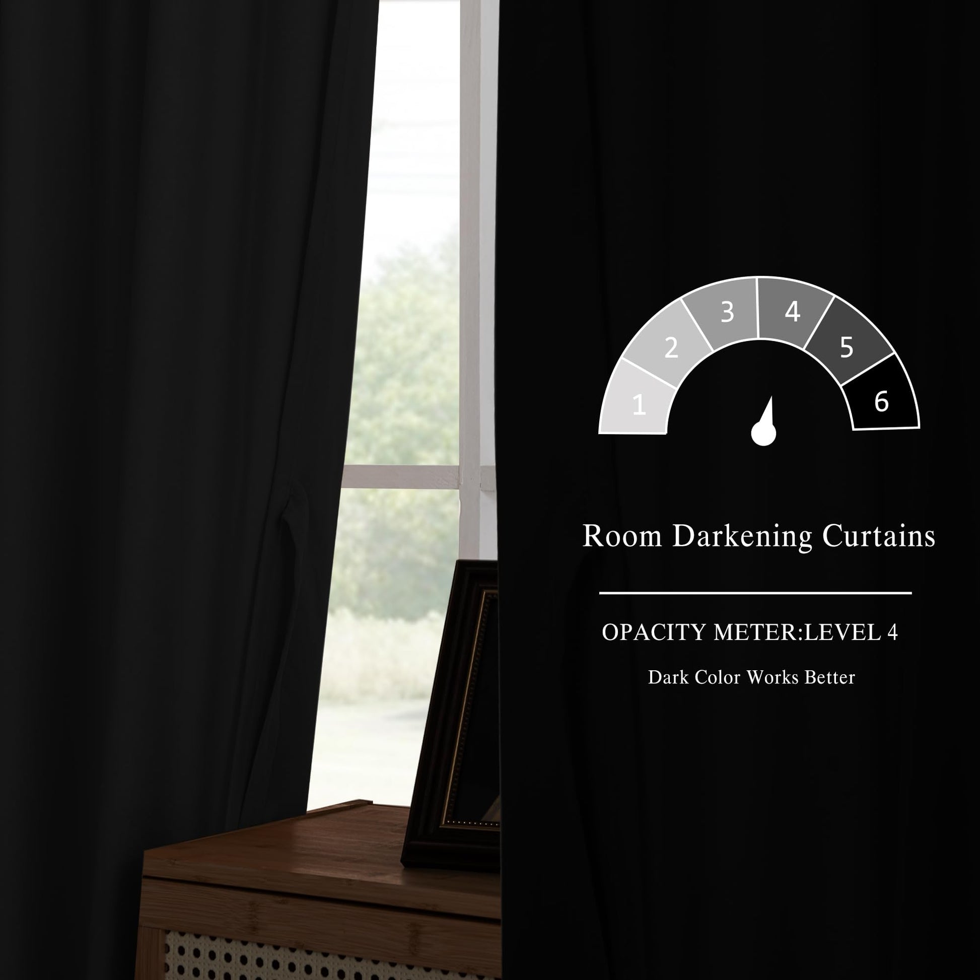 DWCN Velvet Curtains with two panels, rod pocket and back tab design, shown hanging on a window with soft natural light.