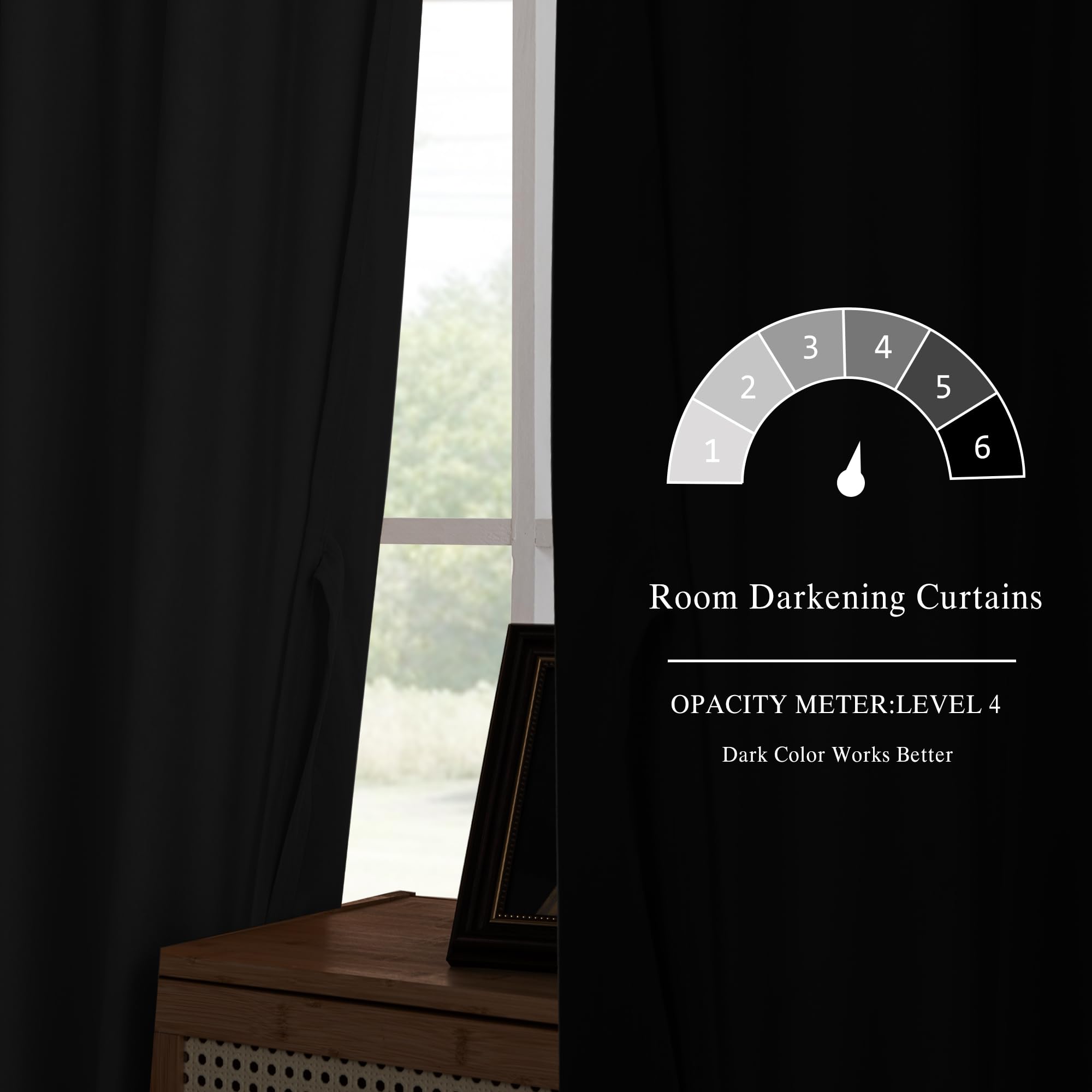 DWCN Velvet Curtains with two panels, rod pocket and back tab design, shown hanging on a window with soft natural light.