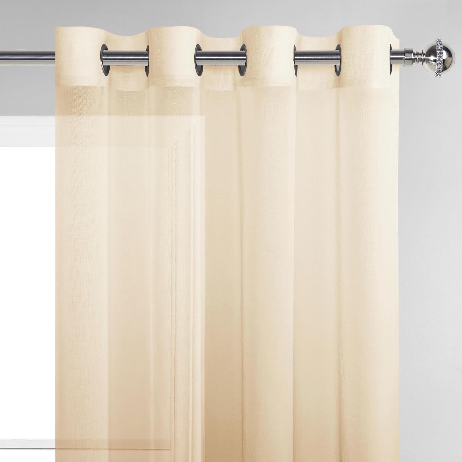 DWCN Faux Linen Ombre Sheer Curtains, set of 2 panels, featuring light, airy fabric with a subtle ombre design for elegant window decor.