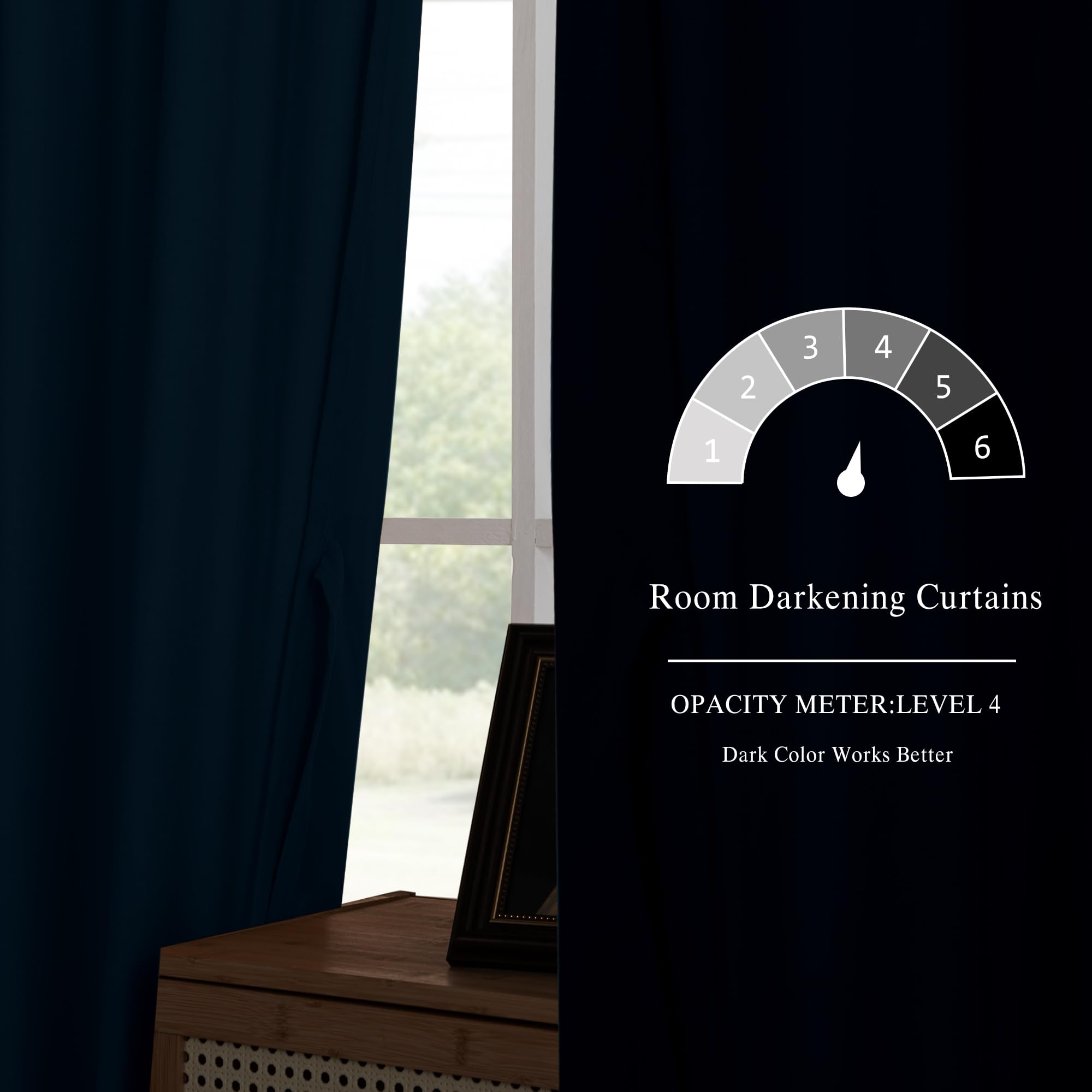 DWCN Velvet Curtains with 2 panels featuring rod pocket and back tab design, soft velvet fabric in a stylish decor setting