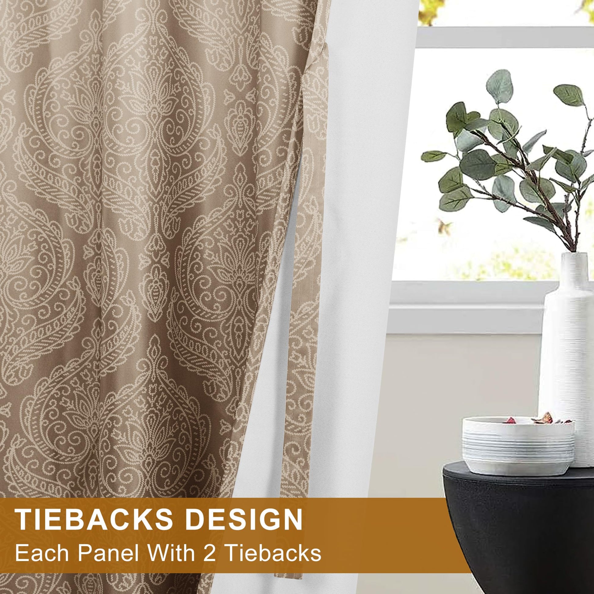Set of two DWCN Official ombre blackout curtains with tiebacks, featuring a dark gradient design and fabric panels.