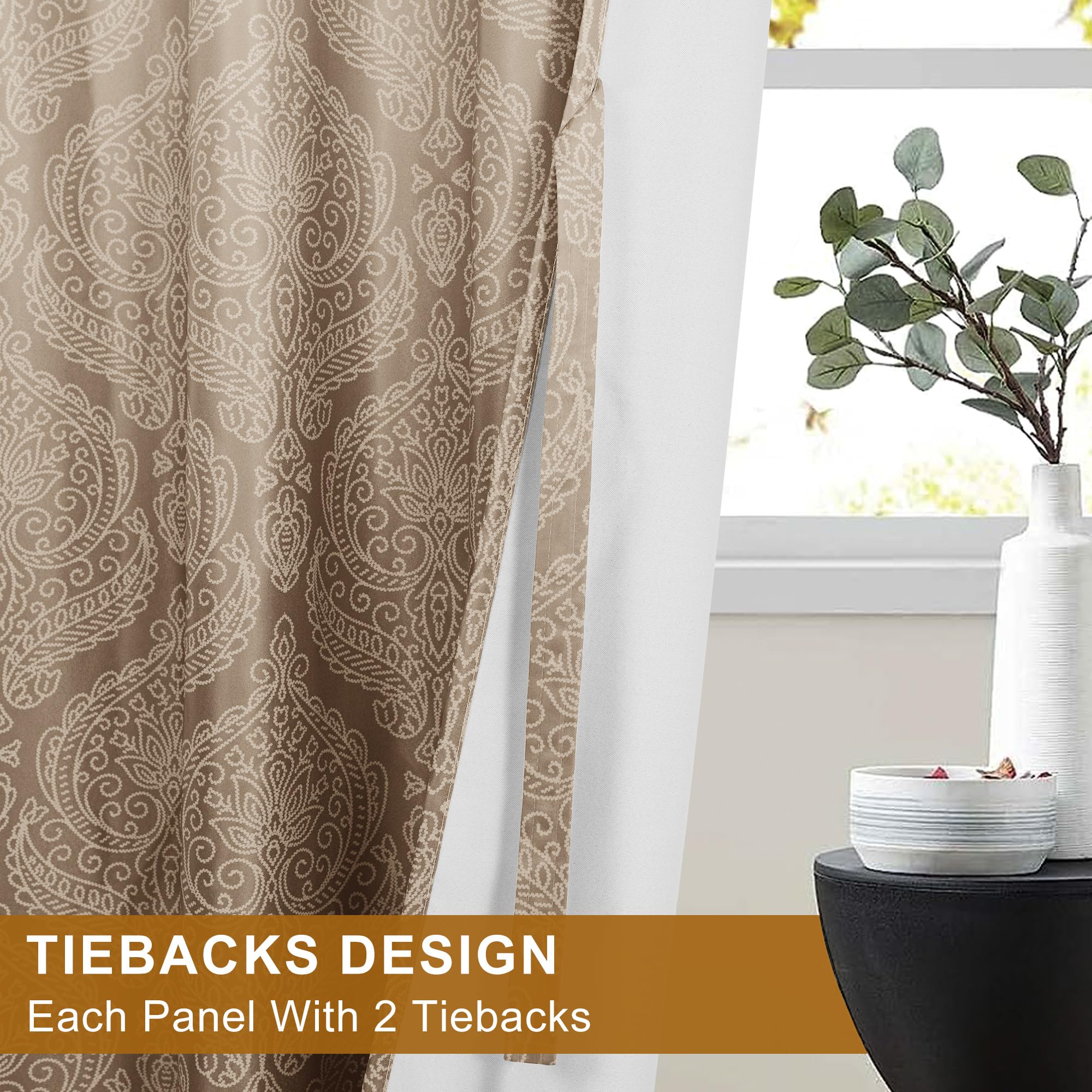 Set of two DWCN Official ombre blackout curtains with tiebacks, featuring a dark gradient design and fabric panels.