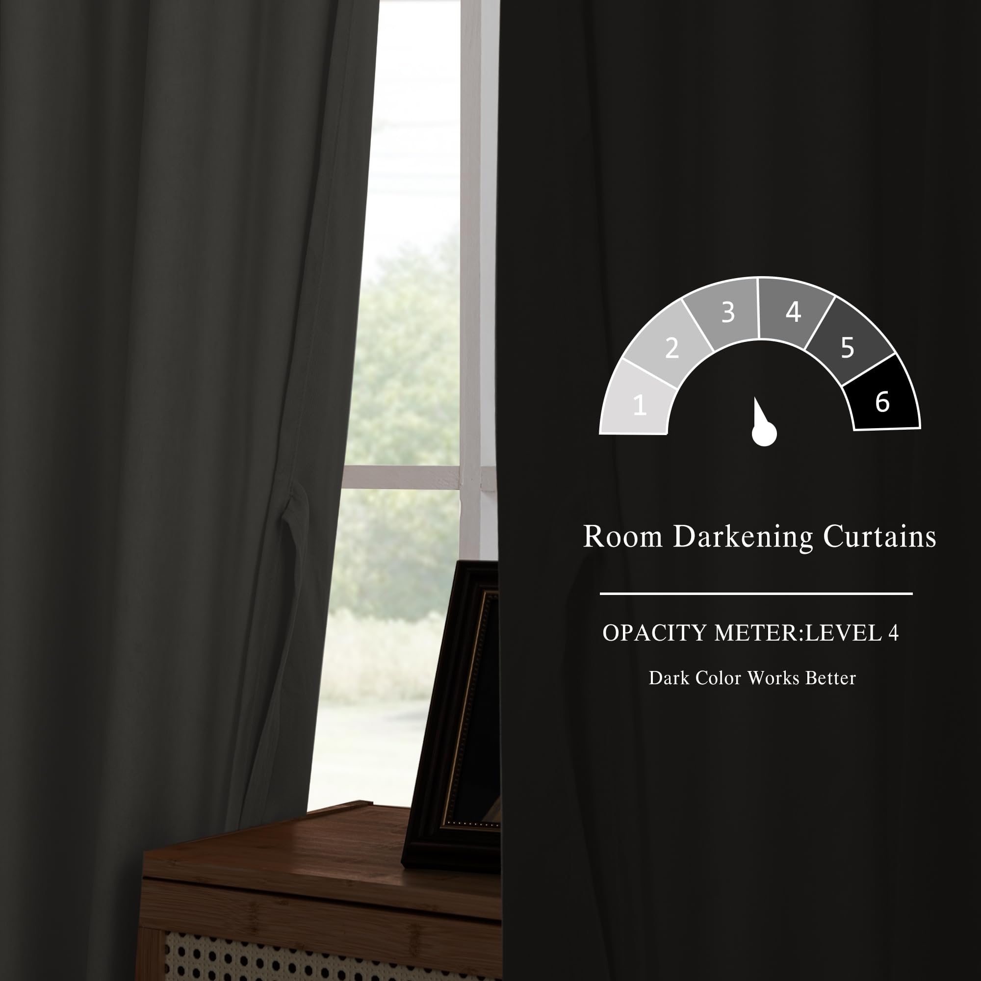 Two DWCN Velvet Curtains panels with rod pocket and back tab hanging side by side in a stylish living room setting.