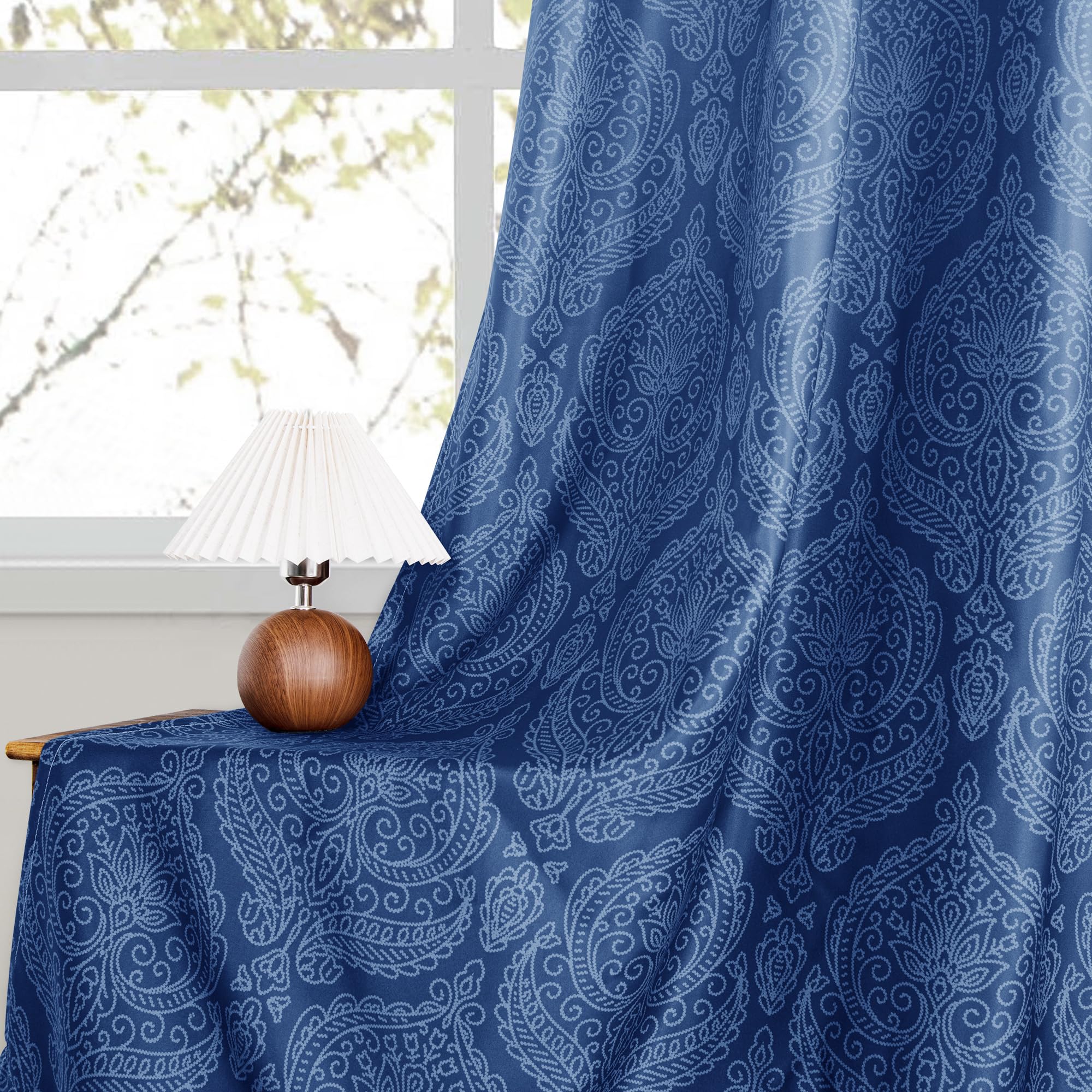Set of two DWCN Official ombre blackout curtain panels with tiebacks, featuring a dark gradient design and fabric texture.