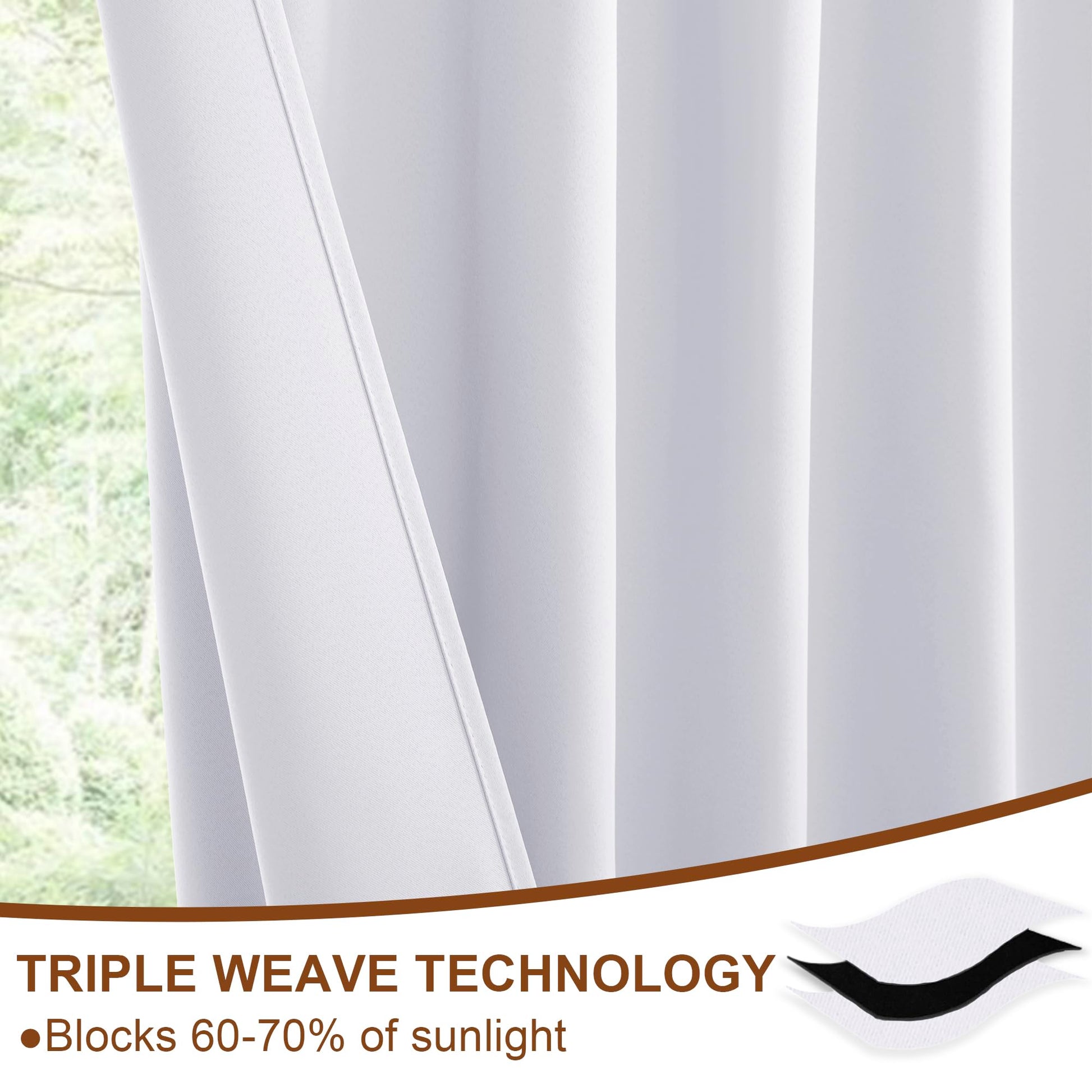 Set of two DWCN Official blackout curtains with tiebacks, rod pocket and back tab design, in black fabric for light blocking