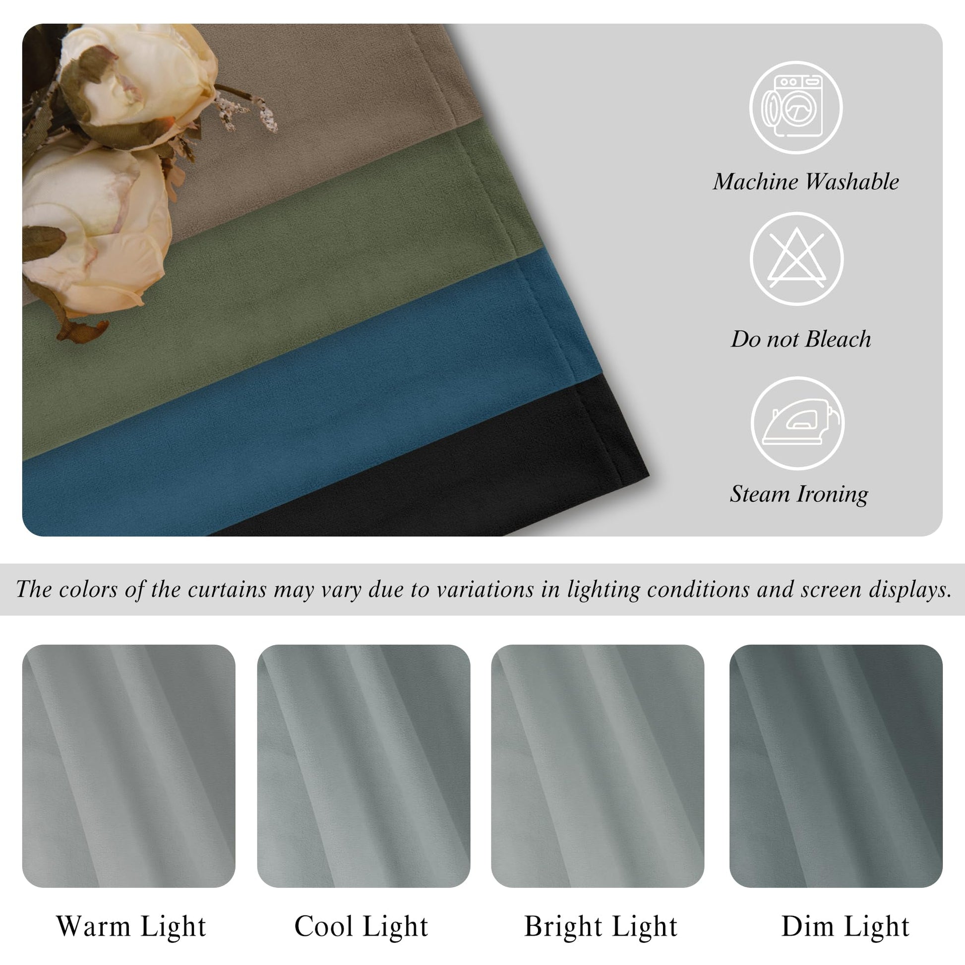 DWCN velvet curtain panels with rod pocket and back tab design, soft and luxurious fabric for elegant window dressing.