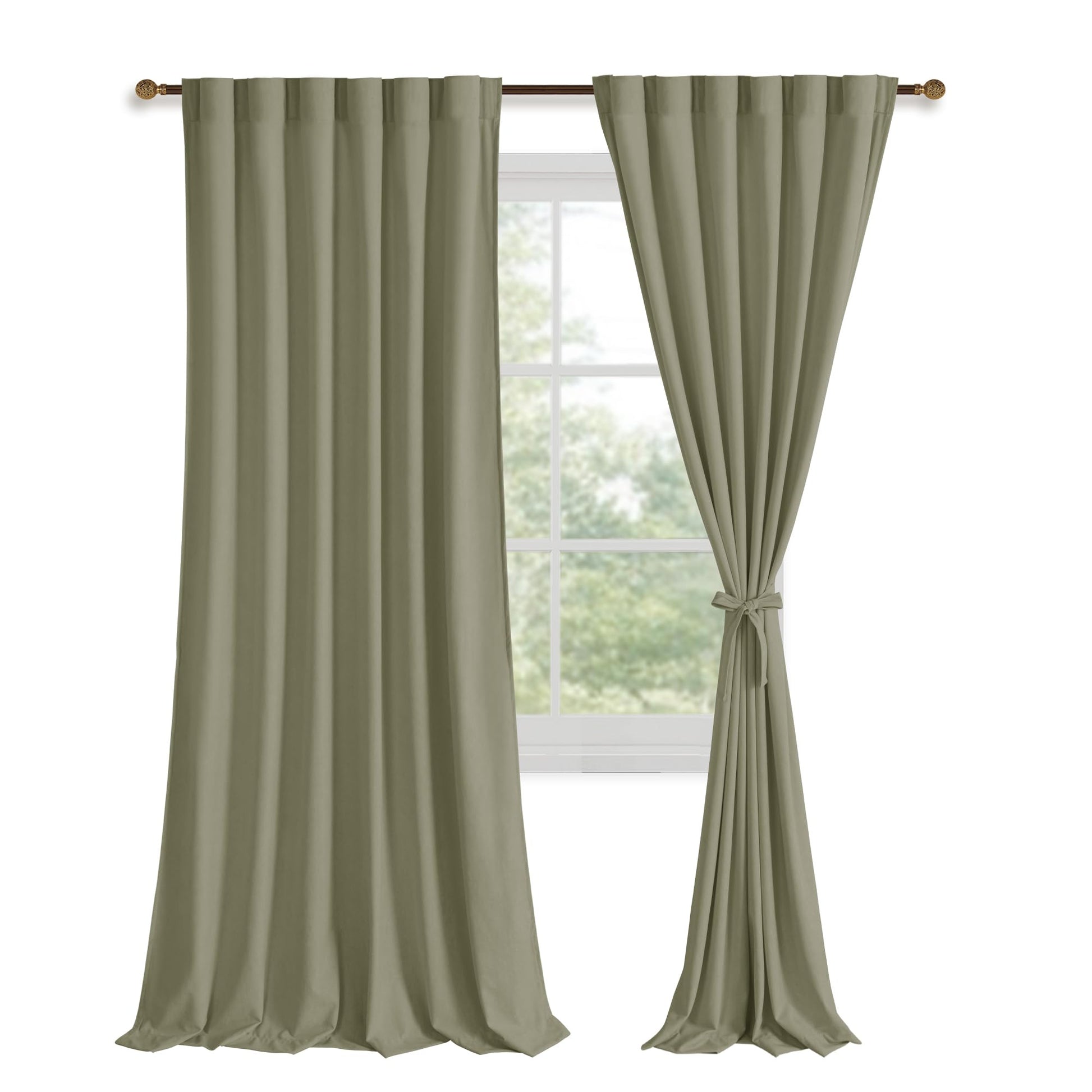 DWCN Velvet Curtains with 2 panels, rod pocket and back tab design, showing rich velvet fabric and elegant window treatment style.