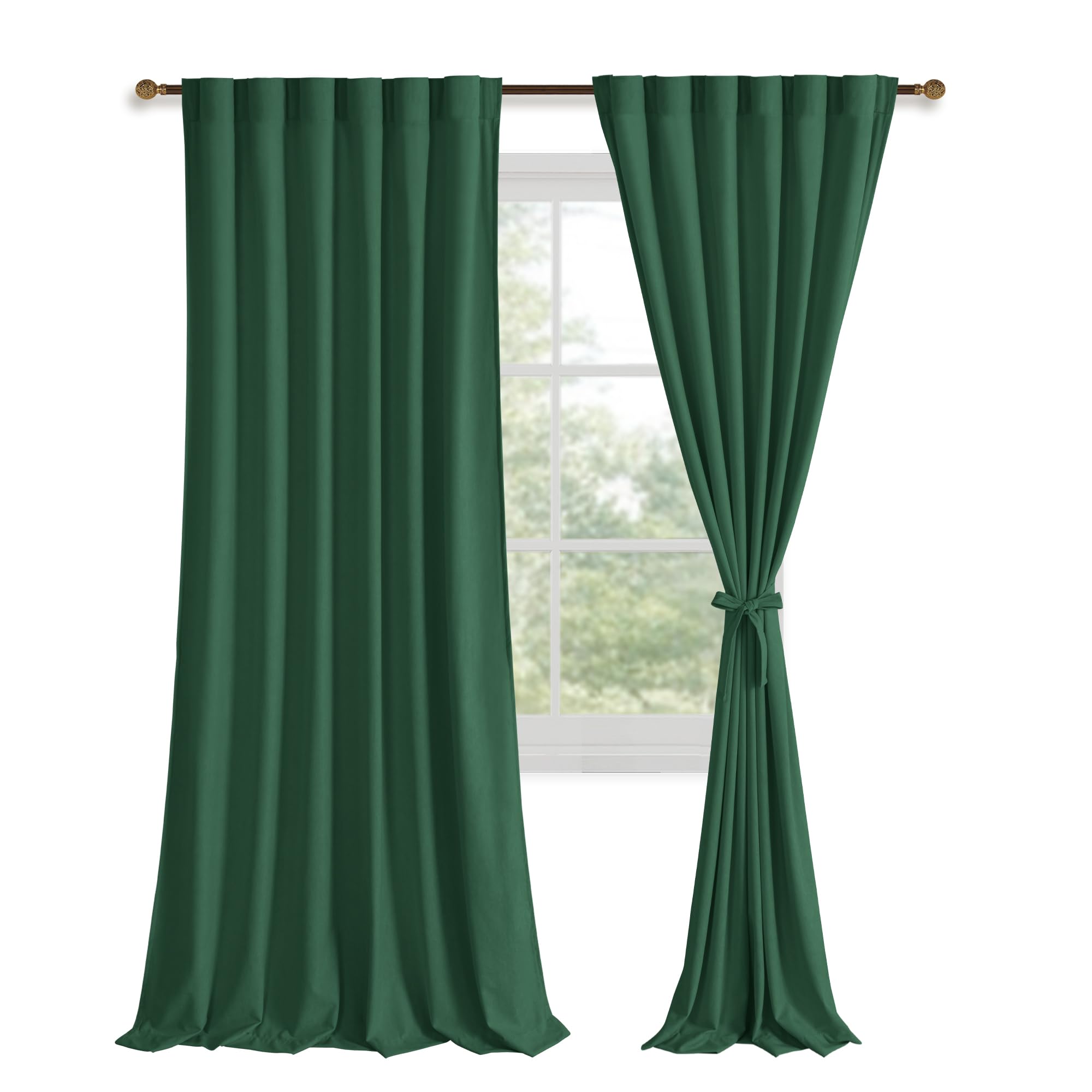 DWCN Velvet Curtains with 2 panels featuring rod pocket and back tab design, showcasing soft, luxurious fabric and elegant drape.